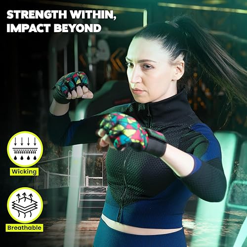 Miniatura 4 de WYOX Guantes interiores de boxeo de gel para hombres y mujeres, correas de muñeca rápidas de 31.5 in, protección acolchada para nudillos para Muay
