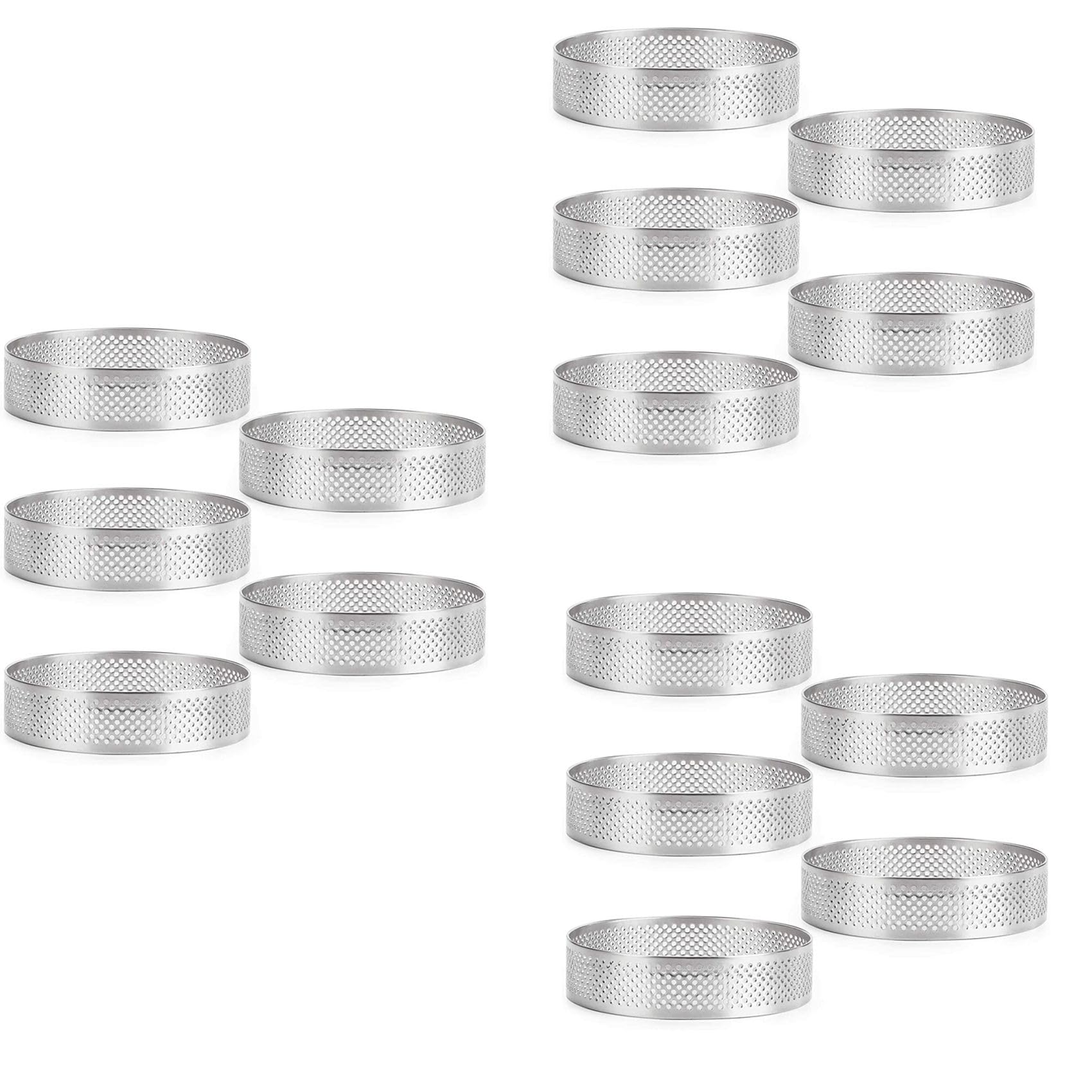 Hndhbfgrt 15Pc Circular Stainless Steel Tart Ring French Dessert Perforation Mold Mousse Fruit Pie Quiche Cake Cheese Baking Mould