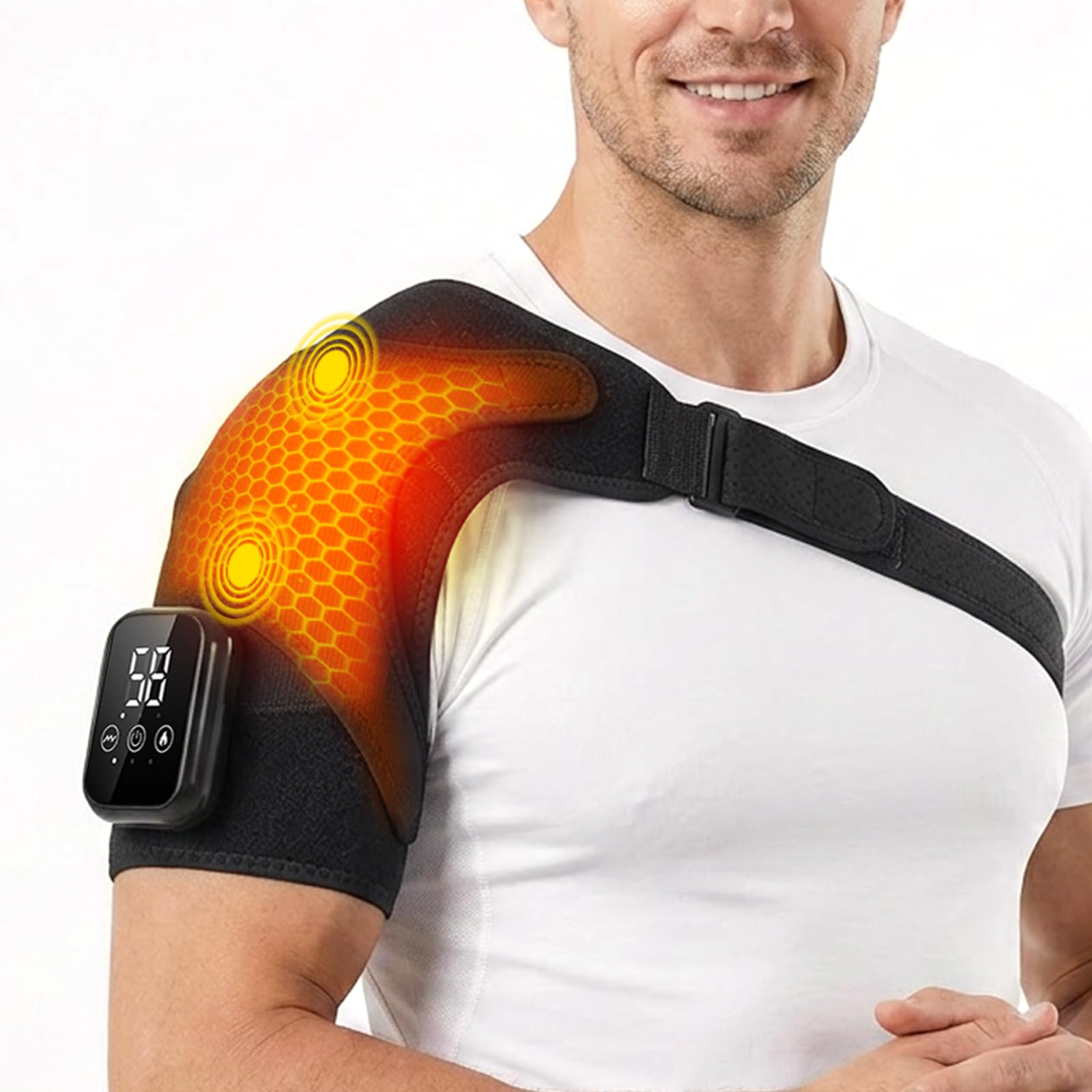 3-in-1 Schulter Massagegerät mit 3 Wärme Vibration & 15 Min. Timer