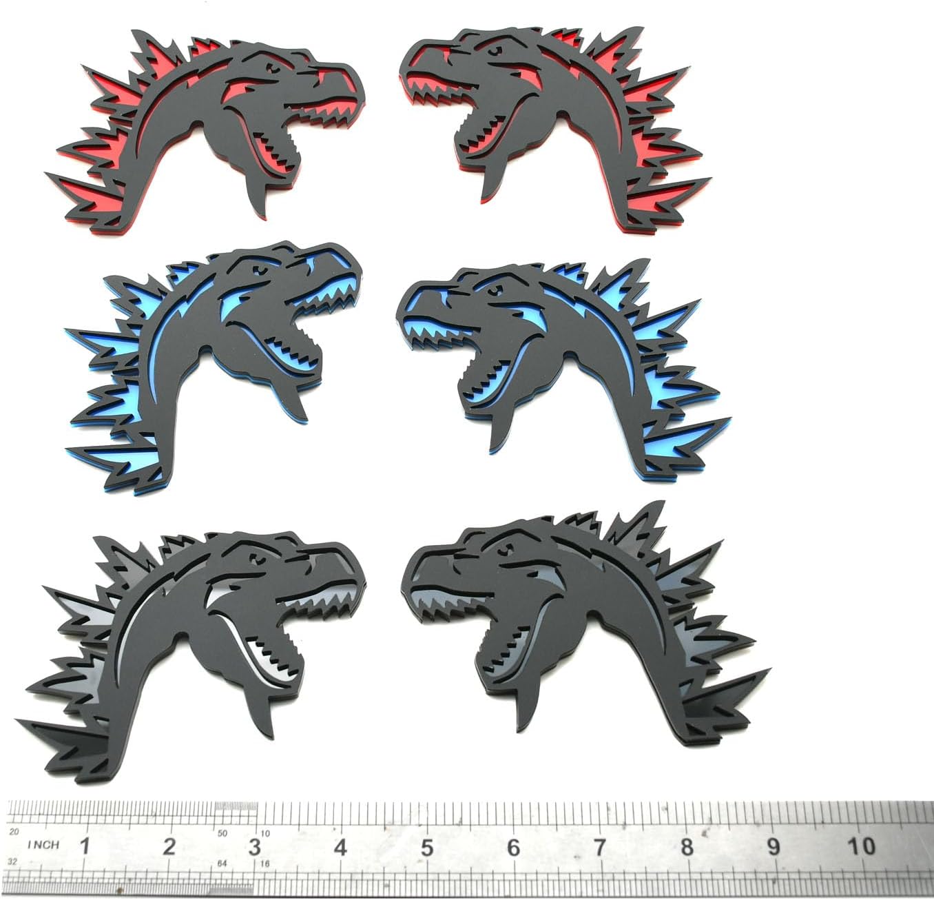 2pcs Godzilla 3D Emblem Angry Agressive Badges Compatible with Ford Super Duty 7.3L Godzilla Raging Motorcycle SUV Door Window Decoration Universal Car Body (Blue Black)