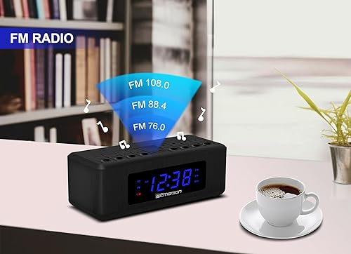 Miniatura 6 de Emerson Radio despertador dual AMFM con pantalla LED azul de 0.6 pulgadas, batería de respaldo, memoria automática, atenuador de 4 niveles y alarma