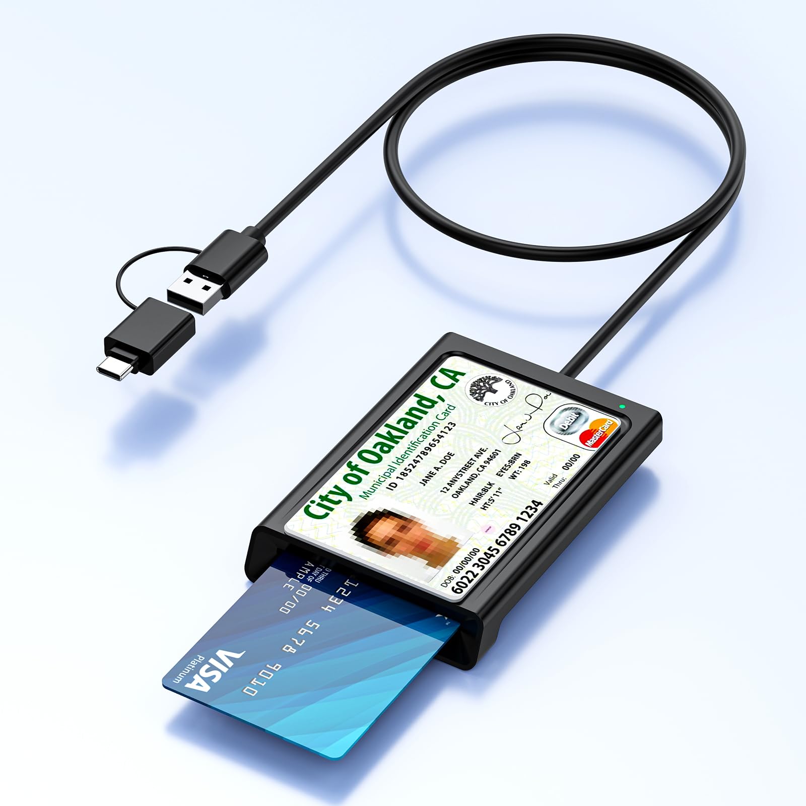 Smart Card Reader with NFC, USB A/C CAC Reader Military DOD Common Access ID Bank Chip Card Reader 2-in-1 Contact and Contactless Compatible with Mac Os,Windows 10/11,Mac OS,Android and Linux -95CM-image-47