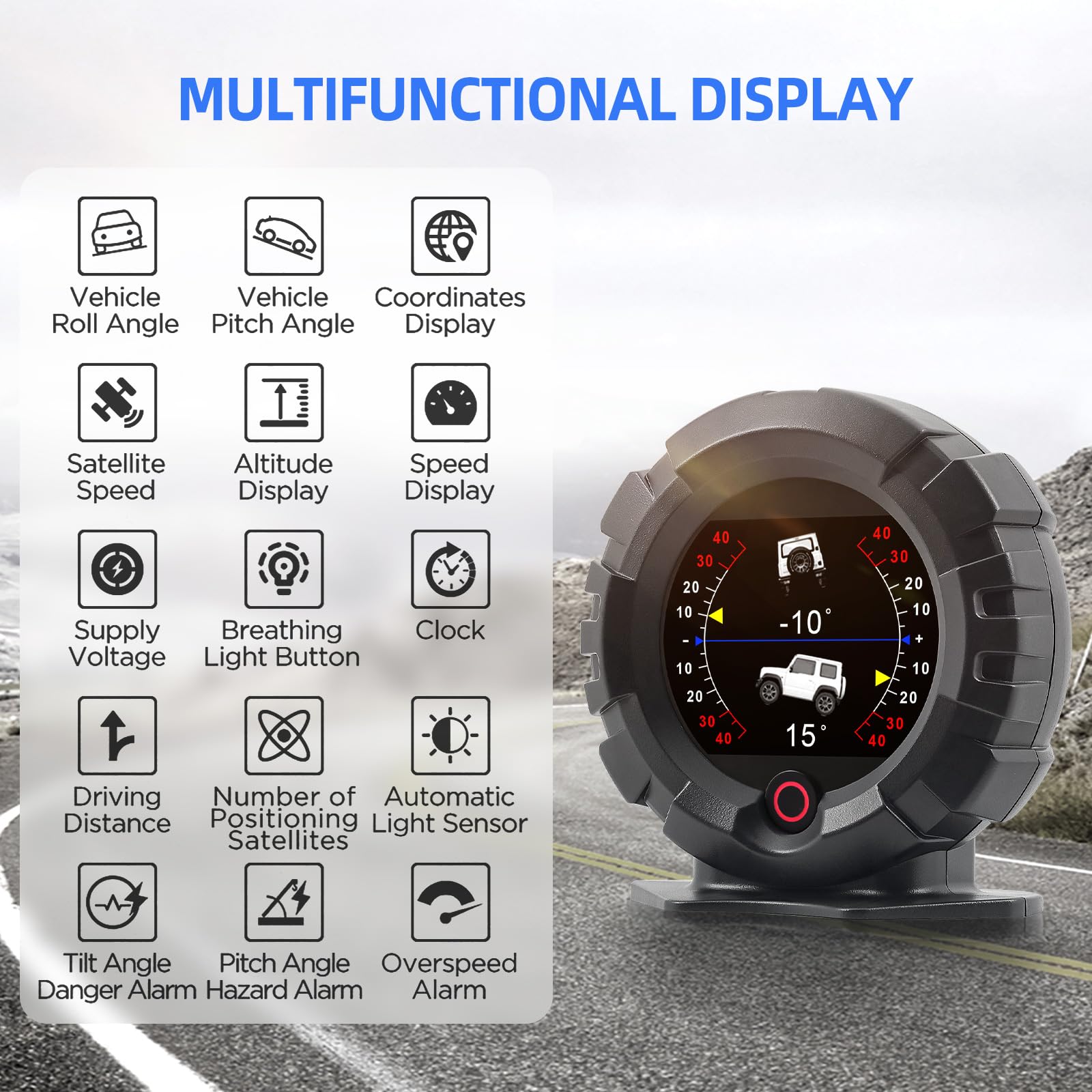 Head Up Display Auto GPS HUD 4x4 off-Road Inclinometro Angolo di Pendenza velocità Satellite Timing Accessori Multifunzione