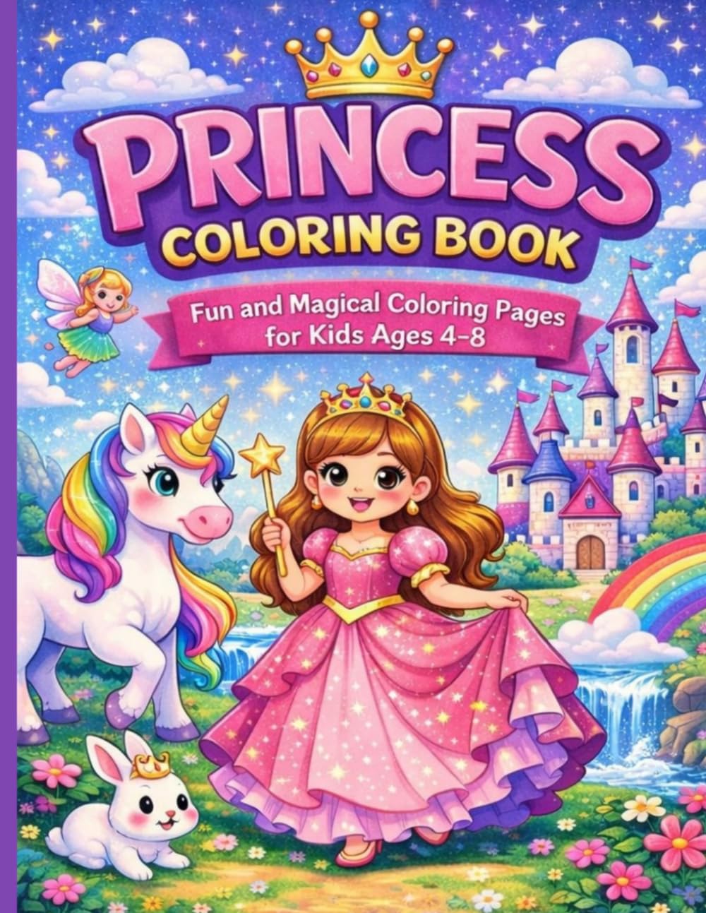 Princess Coloring Book for Kids: 22 Fun and Magical Coloring Pages for Girls Ages 4-8 with Unicorns, Castles, and Royal Adventures