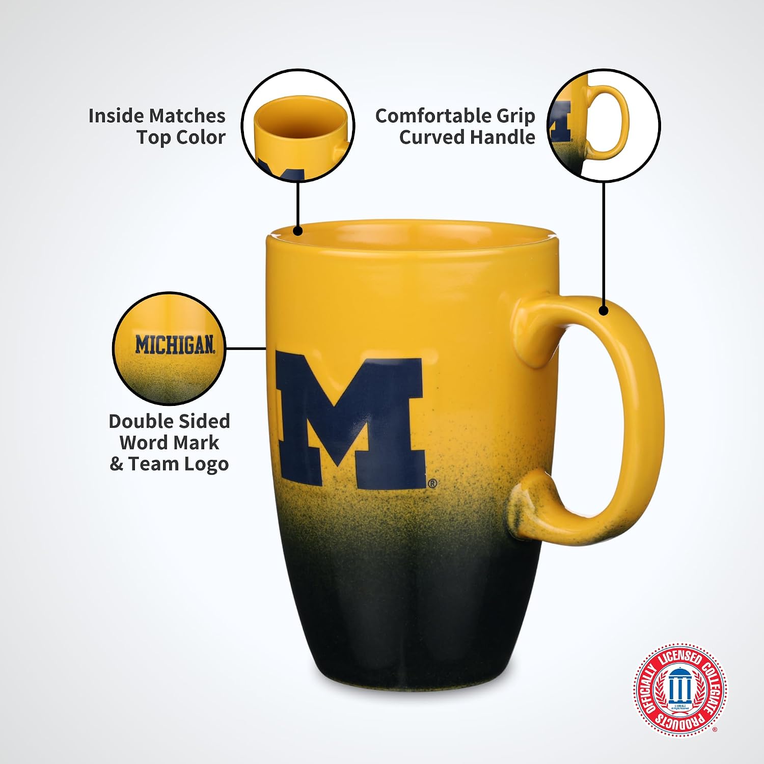 The Memory Company Officially Licensed NCAA 22oz Ceramic Ombre Sculpt Tall Mug - Premium Collegiate Drinkware, Perfect for Hot & Cold Beverages, Ceramic, Team Spirit Drinkware for Fans & Collectors