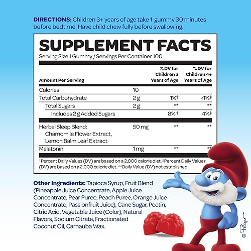 Vista 68 de The Smurfs - Gomitas nootrópicas para niños con vitamina B12 y L-teanina, gomitas de enfoque láser para suplementos de concentración y memoria