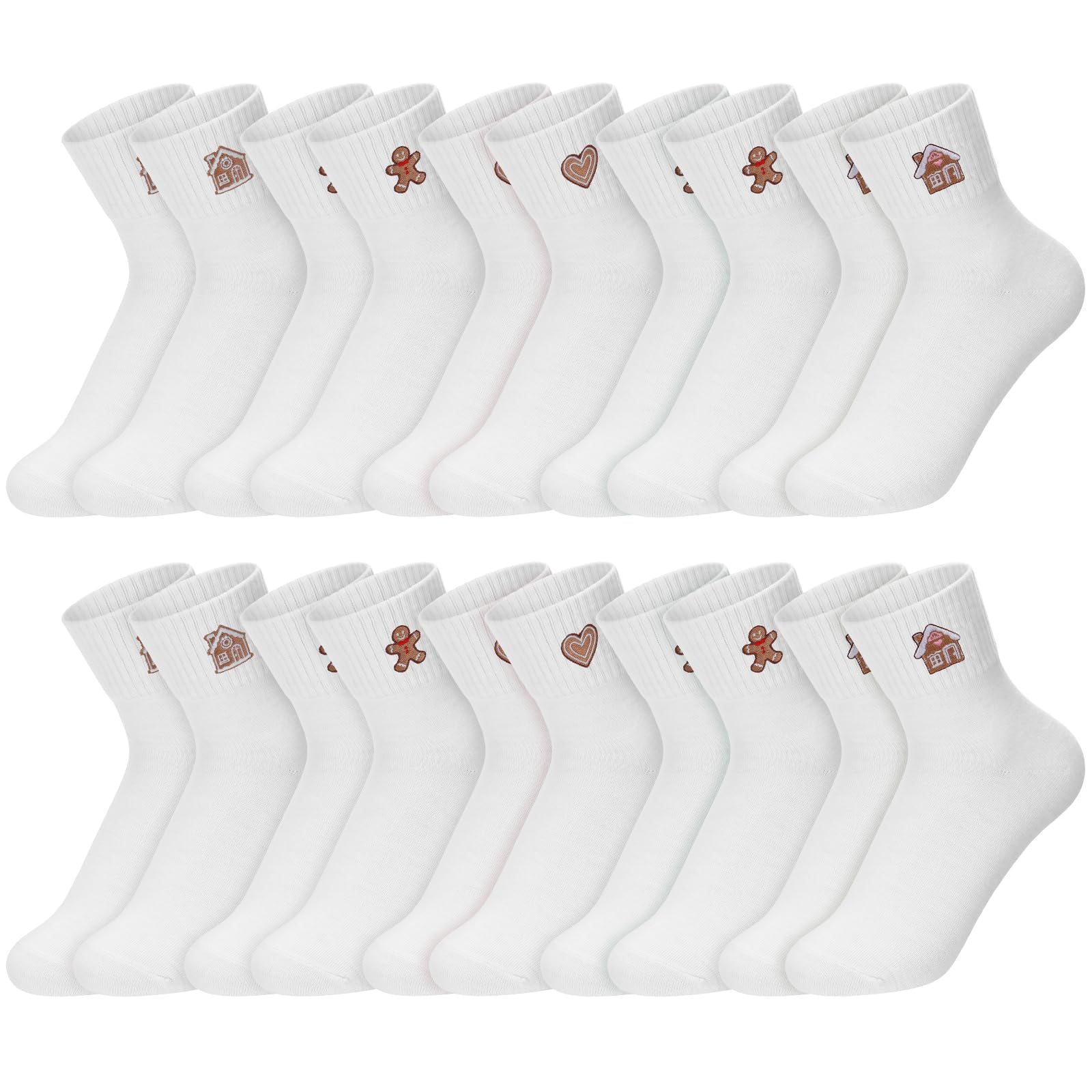 Eurzom 10 Pairs Socks Womens Crew Elastic Ankle Length Cotton Socks Aesthetic Cute Lightweight Low Cut Gifts for Women