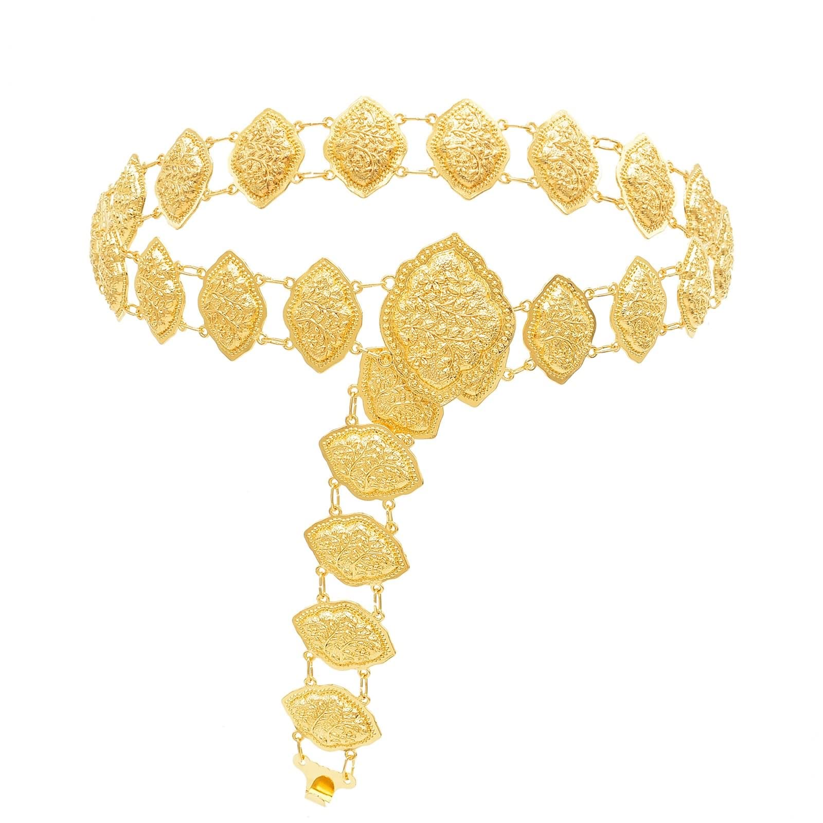Cinturón de cintura estrecho de eslabones y cadena abdominal oro 8