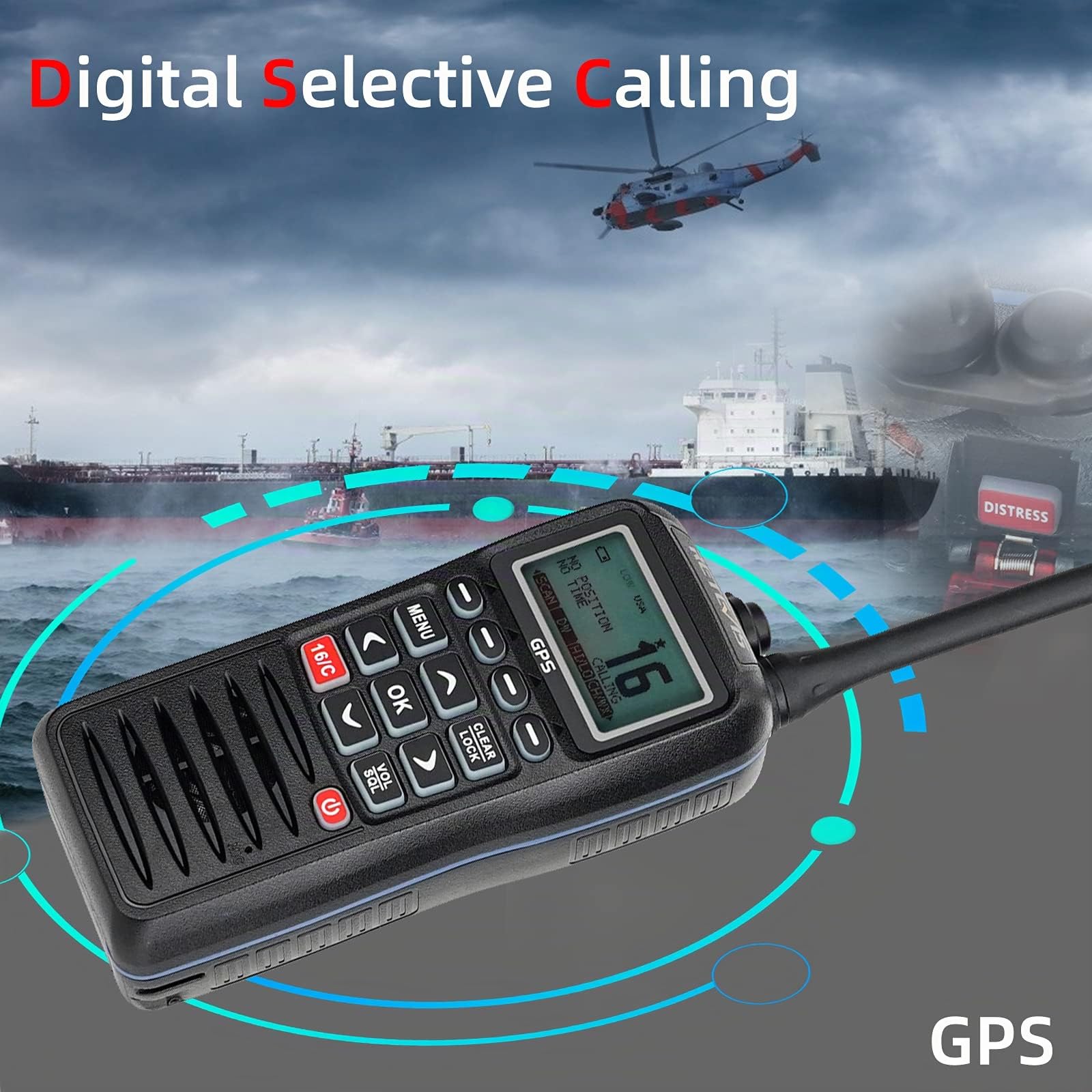Retevis RM40 Marine Radio, IP67 Wasserdichtes Seefunkgerät mit DSC, GPS