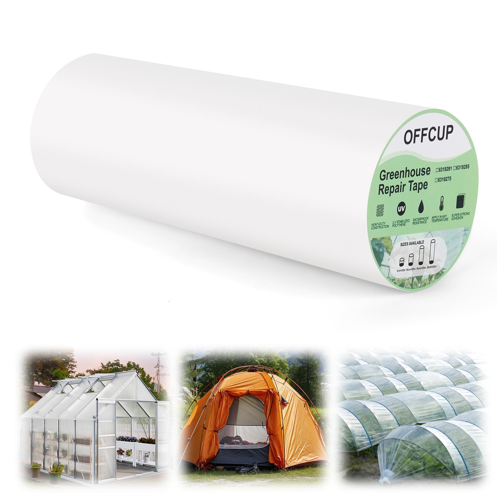 OFFCUP 20cm x 25m Greenhouse Repair Tape, Clear Polythene UV Resistant Plastic Sheeting, Polytunnel Greenhouse Clear Polythene Repair Tape for Polytunnel Greenhouse Cover Film Seaming Sealing
