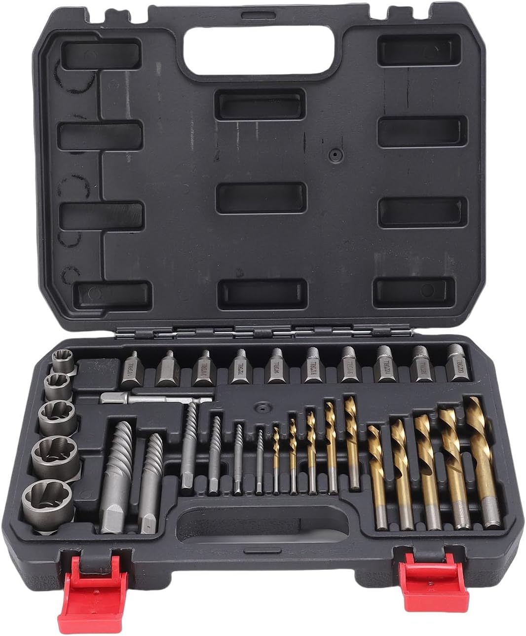 32pcs Screws Extractor Set, 10 Pieces Multi Spline Extractors Set with Reverse Spiral Groove for Removing Broken Nuts Stripped Bolts Rusted Frozen Fasteners