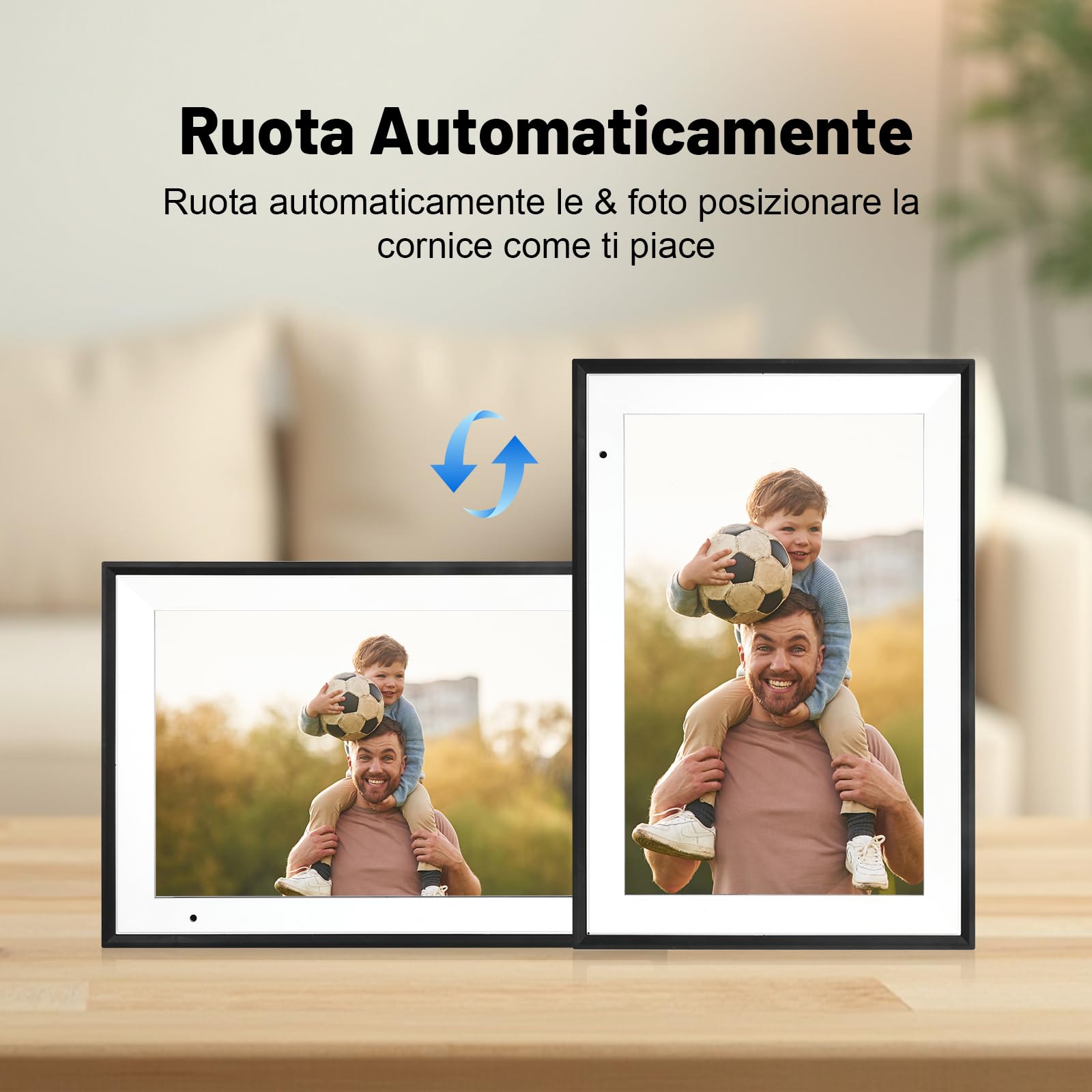 AEEZO Cadre Photo Numérique 10,1 Pouces WiFi (32 Go) - Écran Tactile IPS HD 1280x800 - Rotation Automatique, Partage Instantané Depuis Smartphone/Cloud - Cadre Photo Connecté pour Famille