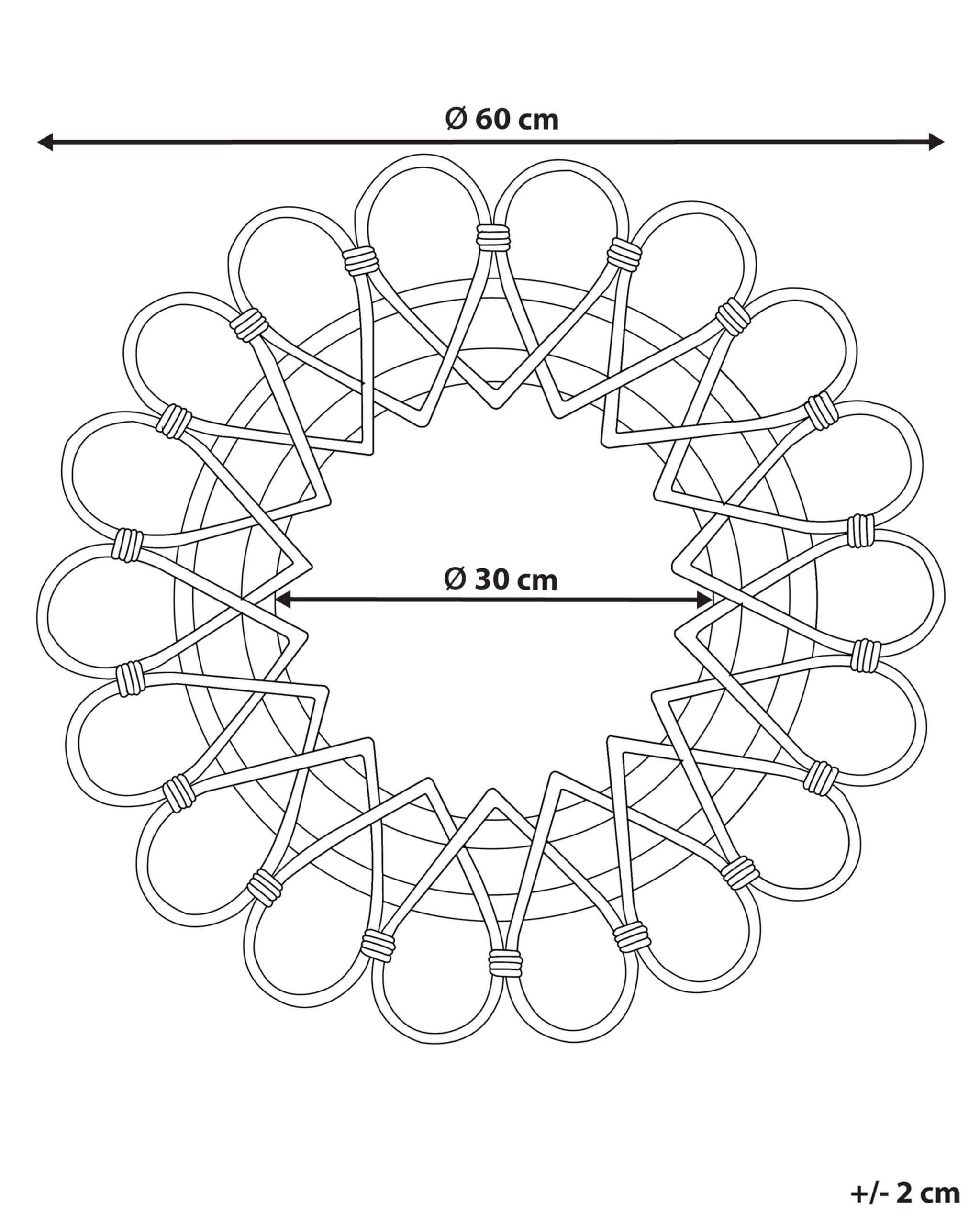Miroir Mural Rond Moderne en Rotin Forme de Soleil ø 60 cm Naturel Babai