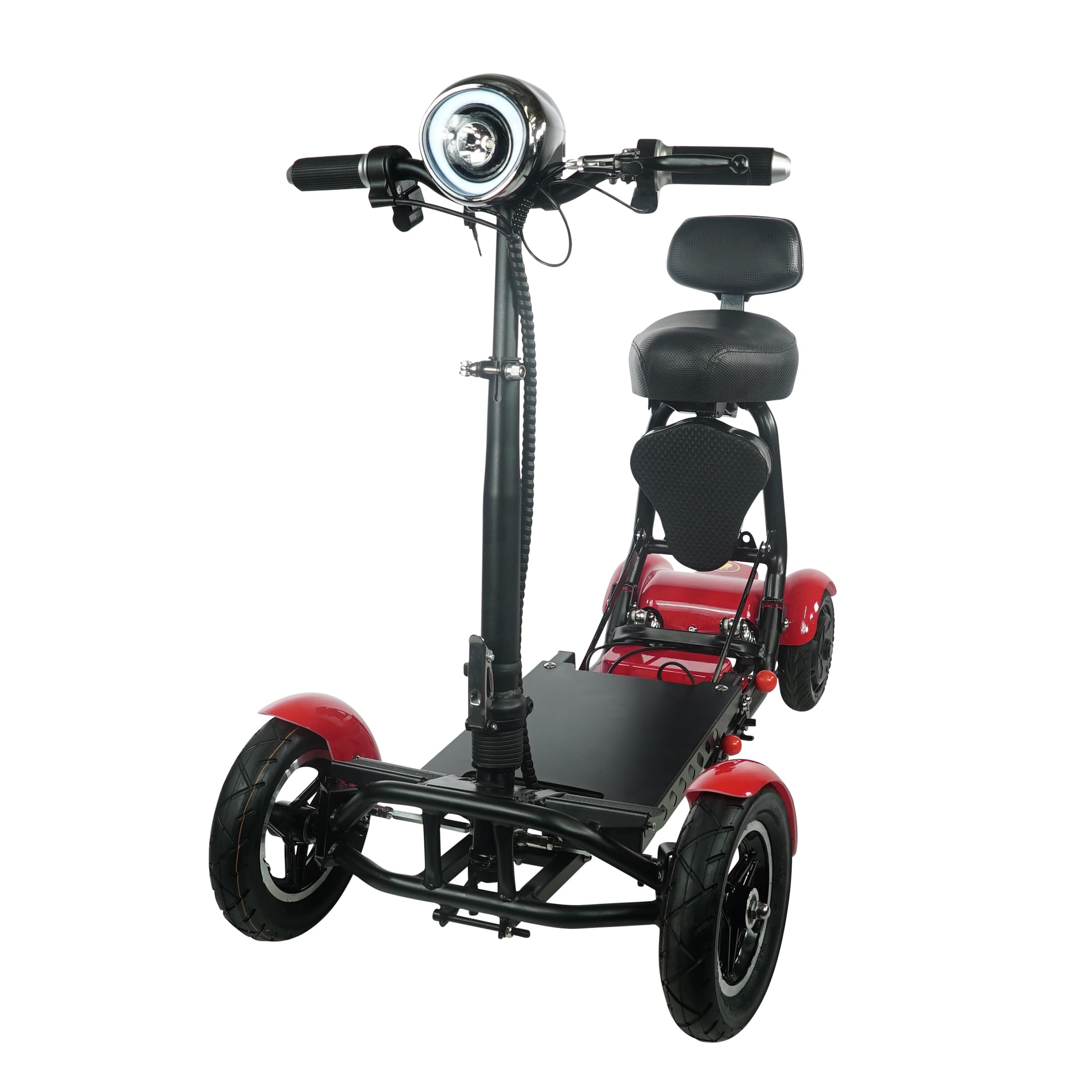 MS-3000 MAX | Foldable Mobility Scooters, Standard Seat, Folding Electric Scooter for Adults, Long Range Foldable Mobility Scooter for Seniors, 4 Wheel Motorized Travel Scooter (Red, 40+