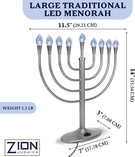 Miniatura 3 de Zion Judaica Menorah Menorá eléctrica de Hanukah Menorah alimentada por USB Hanukkiah con bombillas LED en forma de llama, luces Janucá, decoración