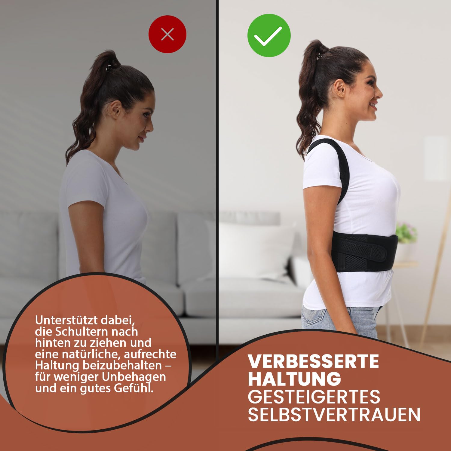 DONNER KRAFT Haltungskorrektur Herren Damen: Back Posture Corrector Haltung Korrektur Gurt für Herren und Damen - Verstellbare und Atmungsaktive Haltungstrainer + Ebook Leitfaden