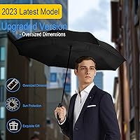 Vista 140 de SIEPASA Paraguas invertido invertido de 49/56 pulgadas, doble toldo extra grande, ventilado, resistente al viento, impermeable, paraguas de golf