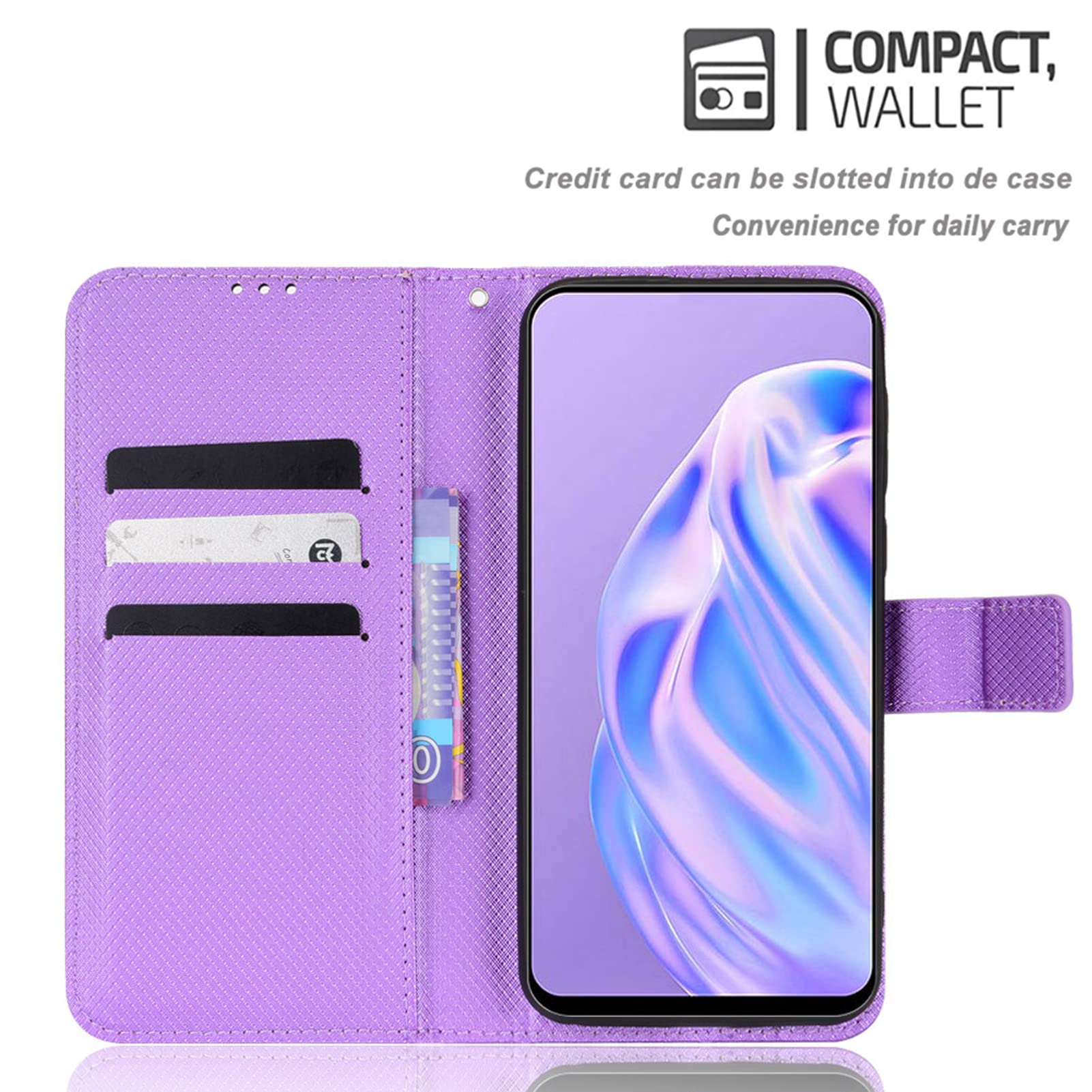 SHIEID Cover TCL 501 4G Custodia, TCL 501 4G Motivo a rombi PU cover protettiva con Slot per Scheda, Funzione Supporto, Chiusura Magnetica Custodia per TCL 501 4G-Viola