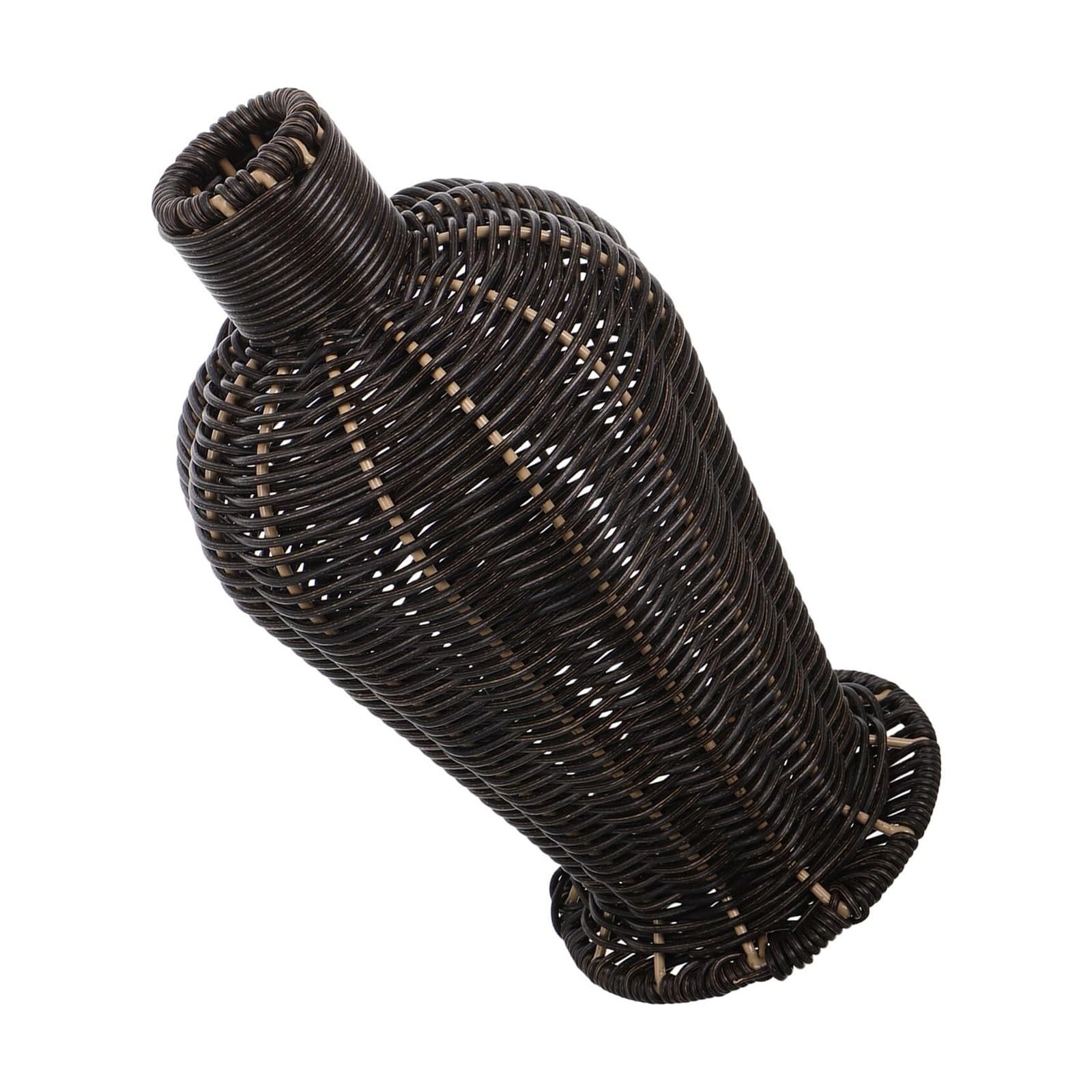 Jarrones para flores grandes de ratán sintético negro decorativo para casa