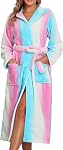 Viakeo Robe de femme Robe à capuche peignoir long épais chemise de nuit avec poches peignoirs doux comfy S-XXL