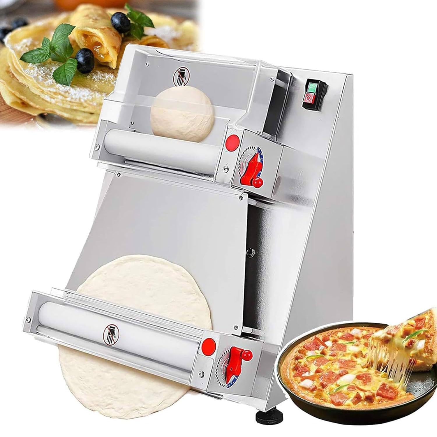 DPLXQPP Pizza Dough Roller Dough Press,30/40cm Automatic Commercial Dough Press,600w Electric Pizza Dough Press,Automatic Noodle Machine,5s/Dough for Pizza and Various Dough Cakes,30cm-30cm
