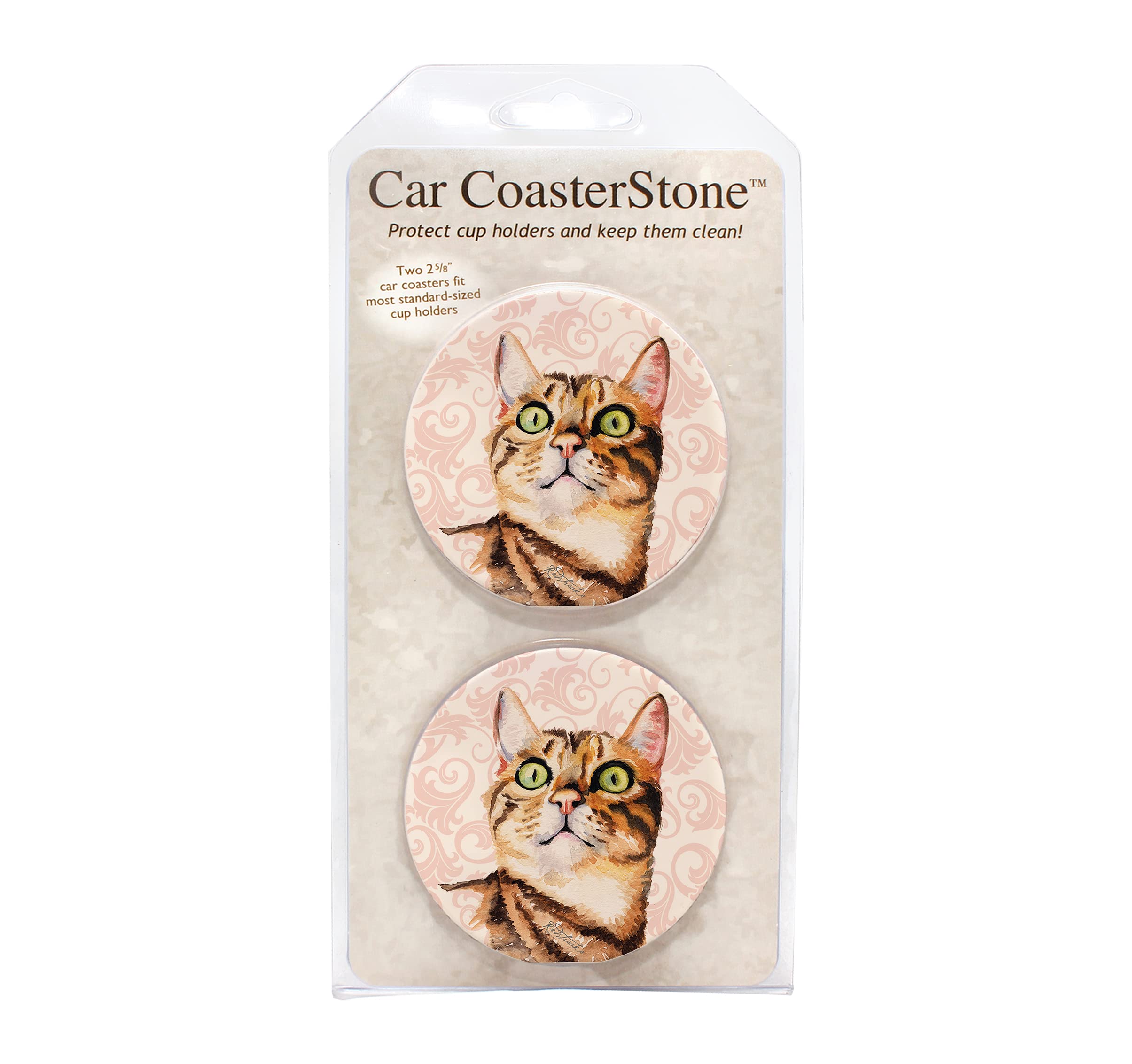 CoasterStone CR3621 Cat I Car Coaster 2 Pack, Standard Size, Stone