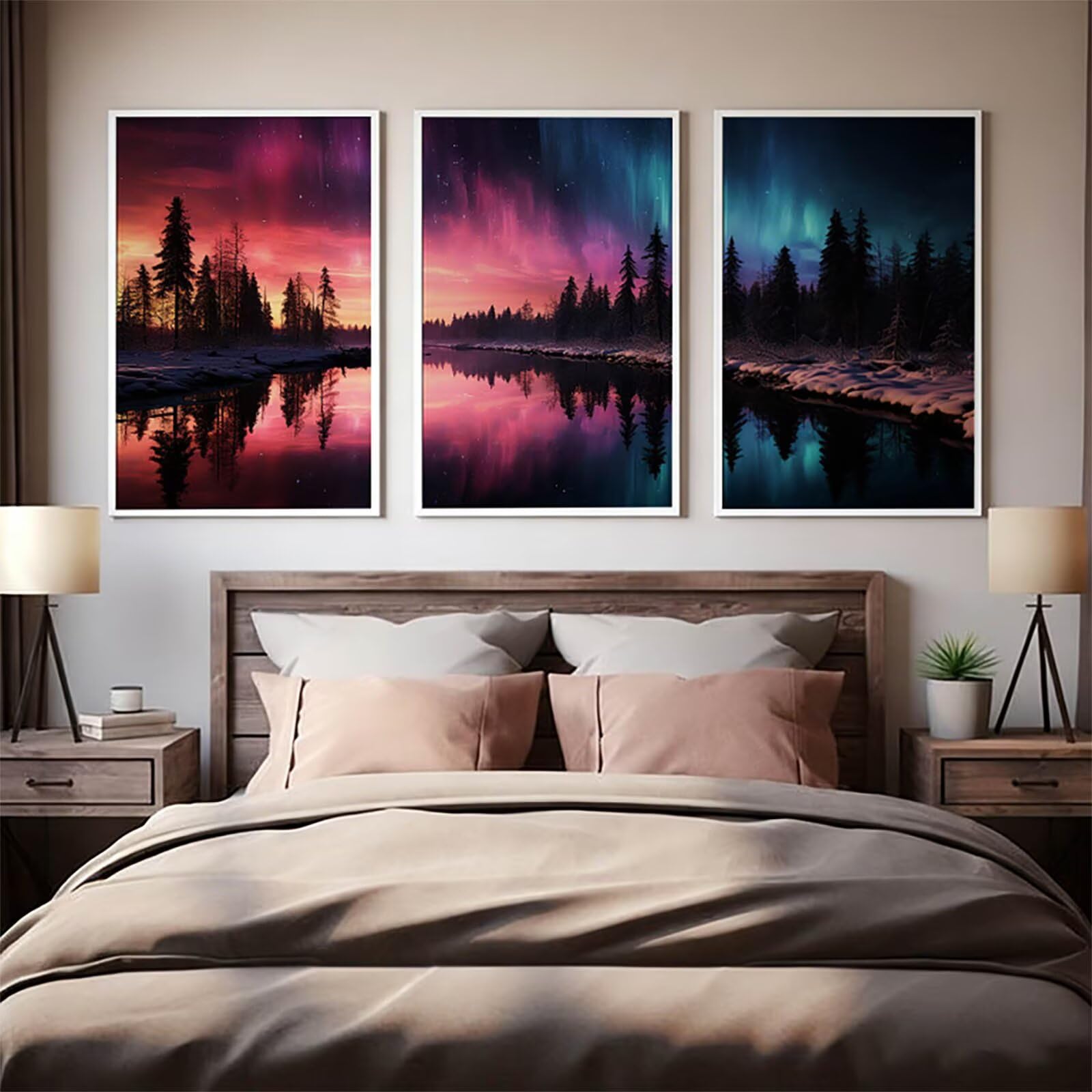 Diamond Painting 3-częściowy zestaw do malowania diamentami Aurora, rozmarzony, kwadratowy, kryształowy, dla dorosłych, mozaika, zestaw do majsterkowania, kreatywny zestaw do dekoracji domu, 60 x 90