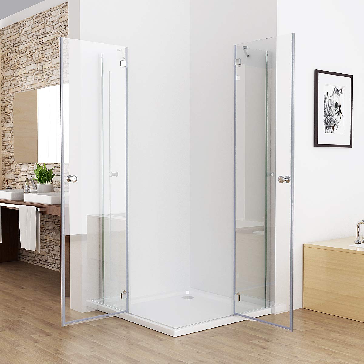 Buy MIQU 900 x 1000mm Shower Cubicle Enclosure 6 mm Bifold Door