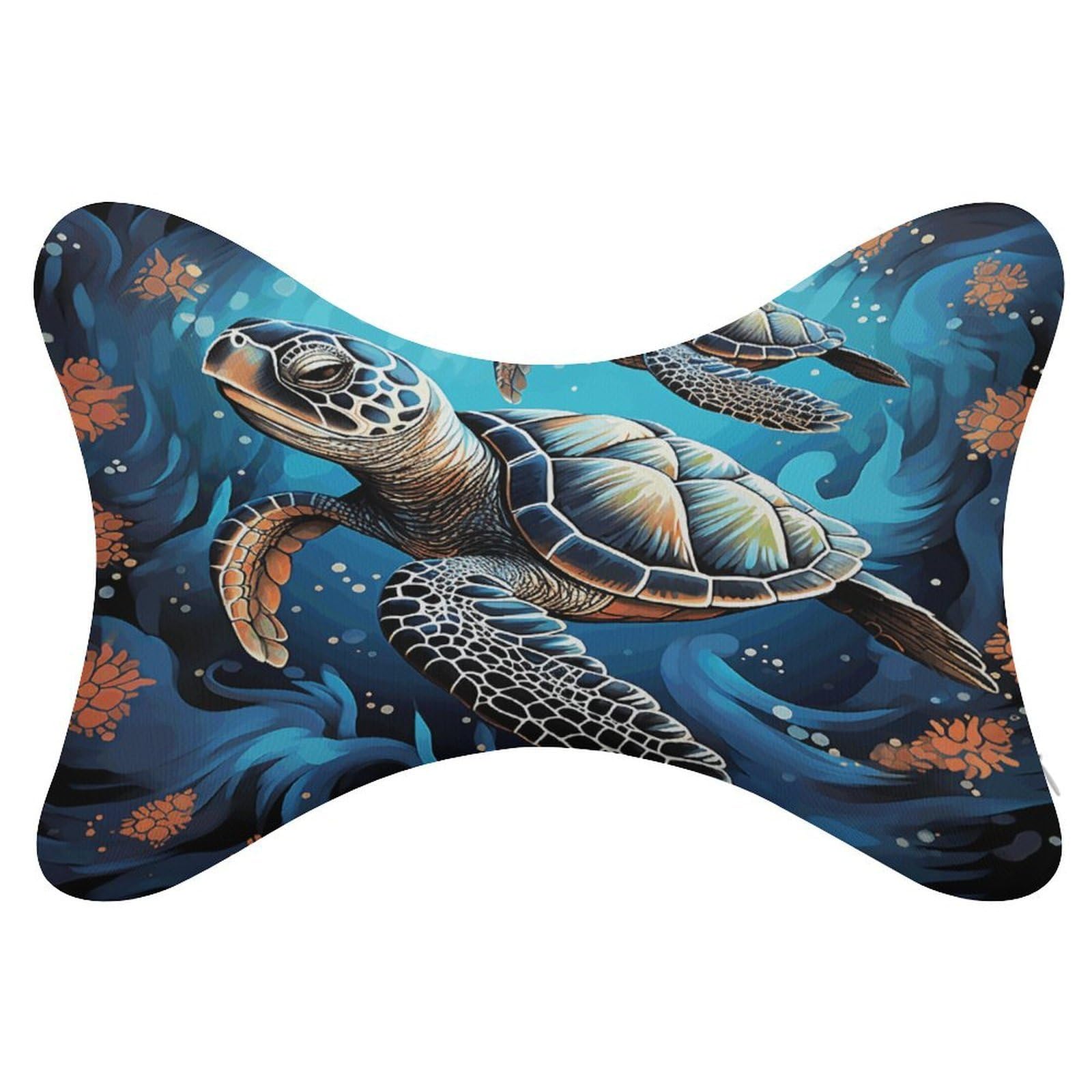 Adfgyerh Style Sea Turtle Boho Pillow ，Memory Foam Pillow Core，Cushion,Provide Neck Support，Car Pillows For Travel Car Seats And Home Offices.