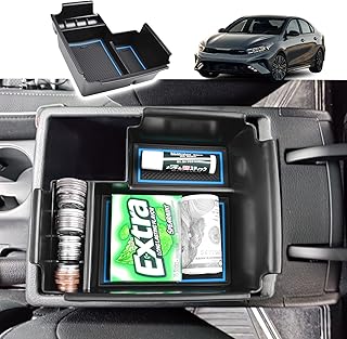 RUNROAD Center Console Organizer Tray Compatible with 2019-2023 Kia Forte GT EX FE LX LXS S Accessories, Insert Armrest Storage Box ABS Materials Coin Storage Holder Blue