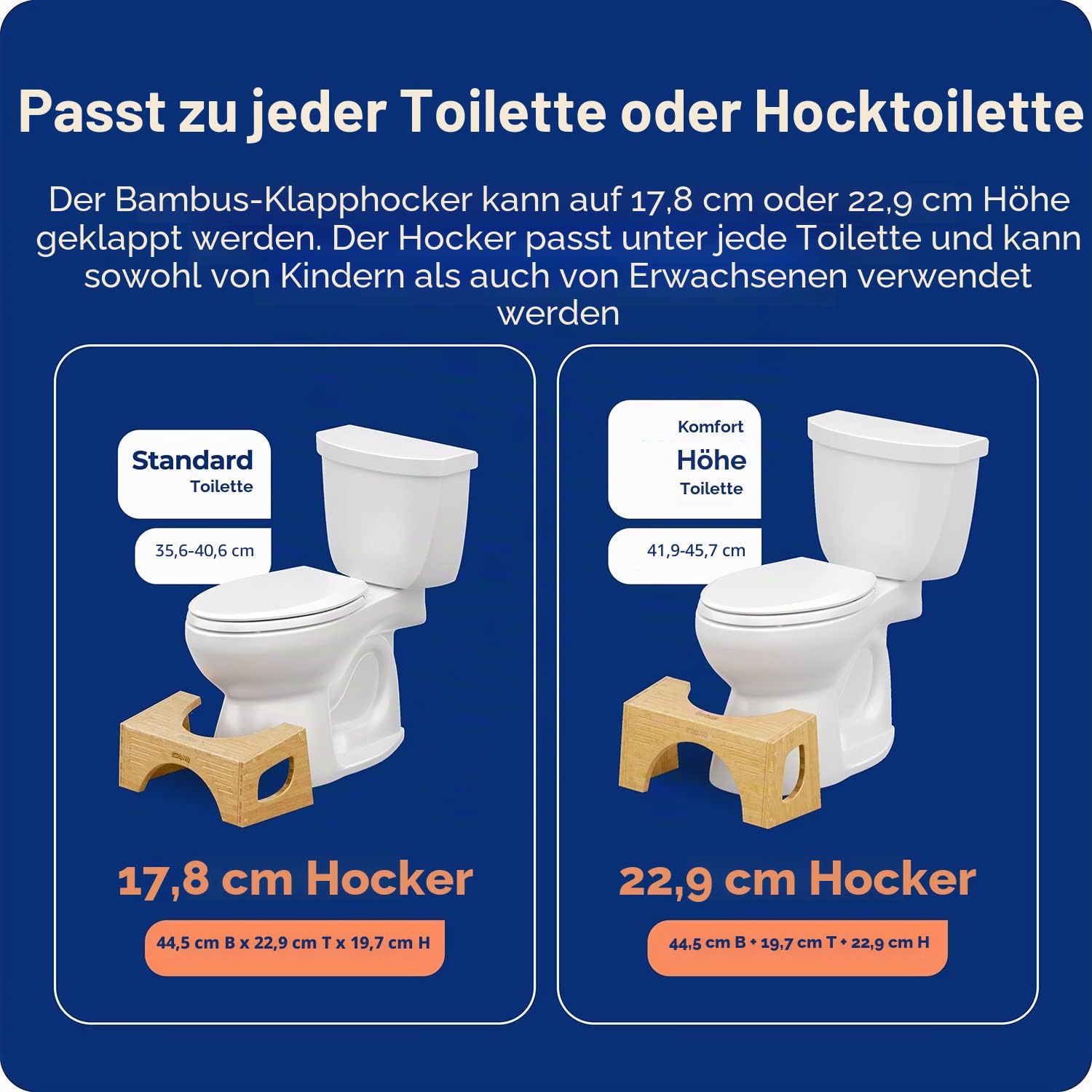 Squatty Potty The Original Bambus Flip Toilette Hocker, 7-Zoll & 9-Zoll Höhe, Braun