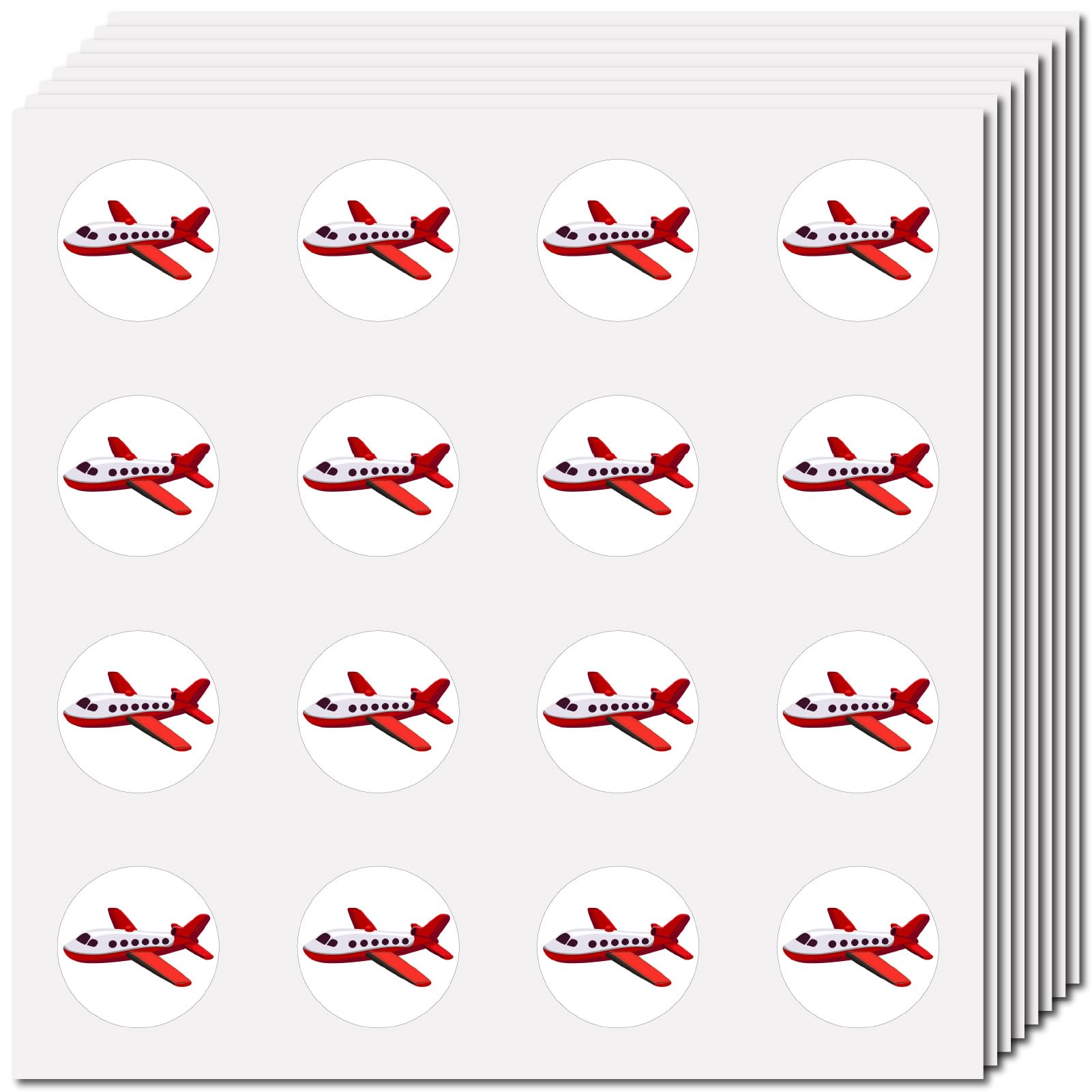 CREATCABIN 128Pcs Airplane Planner Stickers Small Travel Decals 0.98" Trip Aircraft Round Dot Circle Picture Decorative Sticker for Label Scrapbooking
