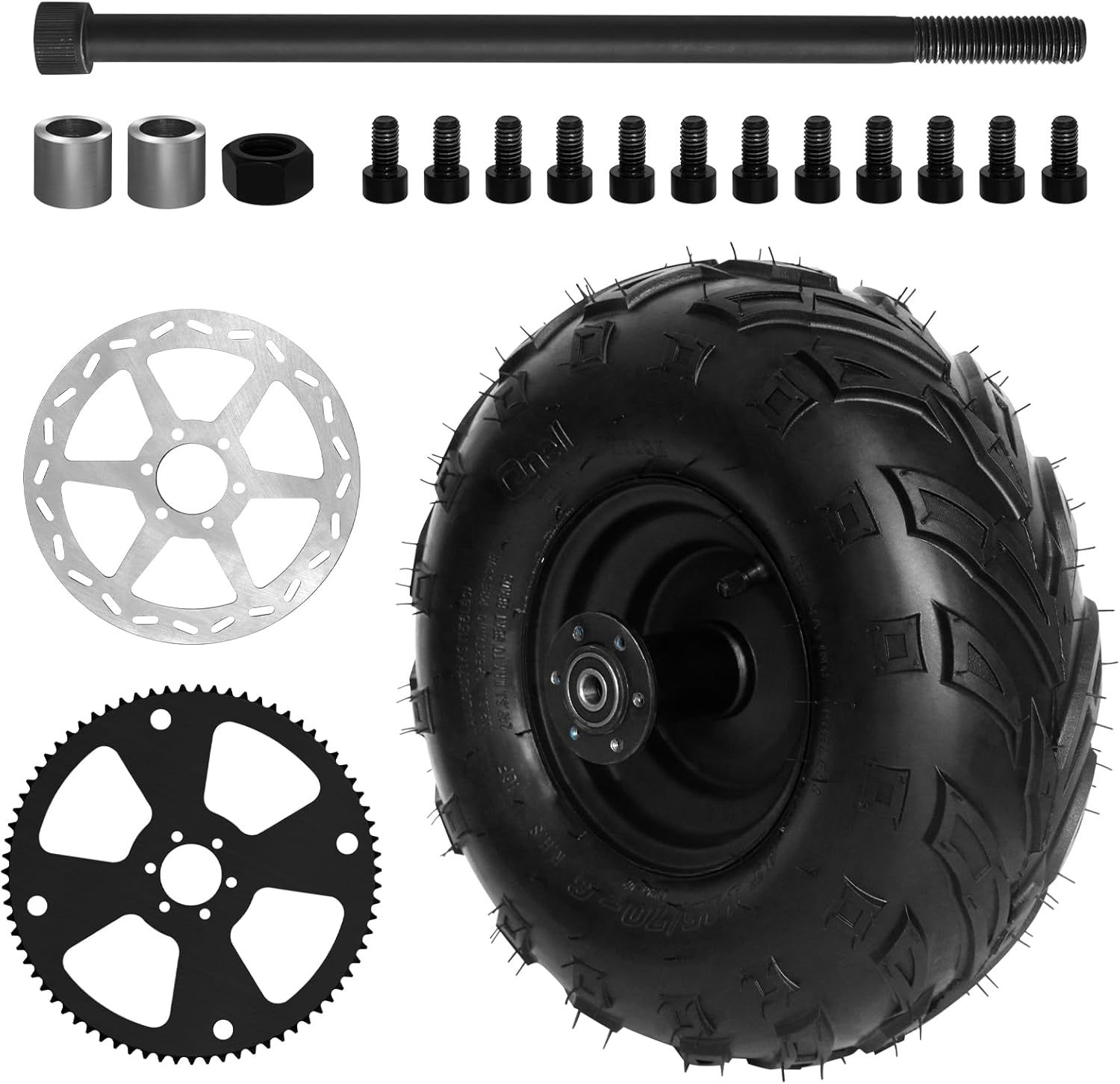 Mini Bike Wheels and Tires 145x70-6 V-Tread Rear Wheel Assembly Kit, Go Kart Mini Bike ATV Tires, CT100