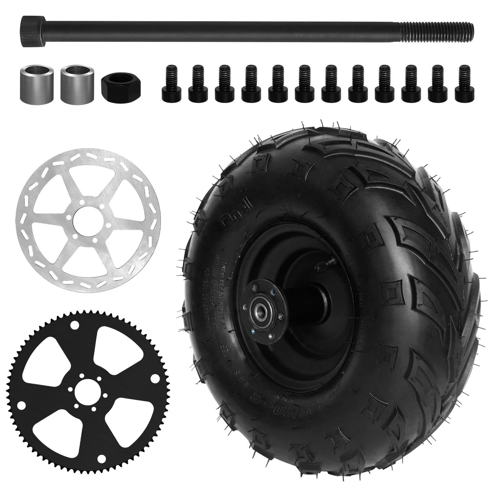 Photo 1 of Exceedhub Mini Bike Wheels and Tires 145x70-6 V-Tread Rear Wheel Assembly Kit, Go Kart Mini Bike ATV Tires, CT100