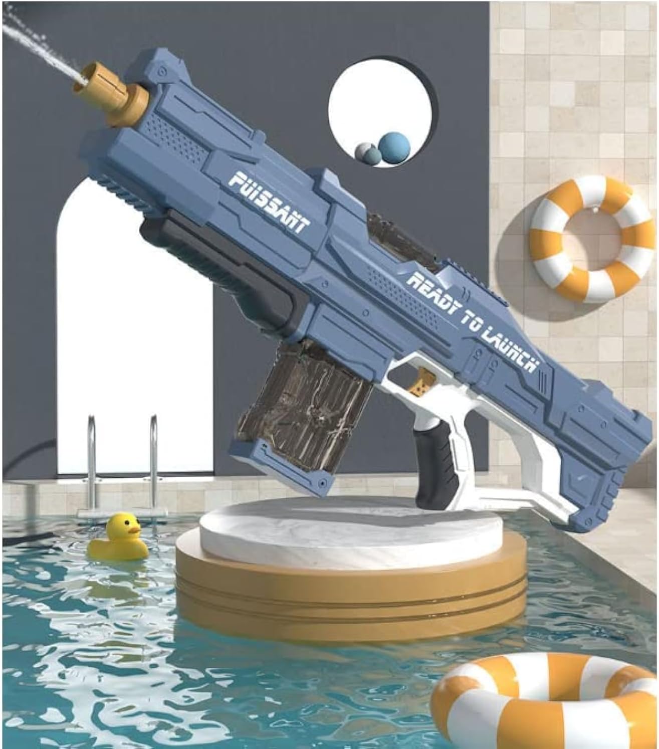 Electric Water Gun for Adults & Kids, Squirt Guns Super Water Soaker with 600cc Capacity, Automatic Water Guns Blaster 30ft Range Summer Outdoor Fun Beach Swimming Pool Party Toys Blue