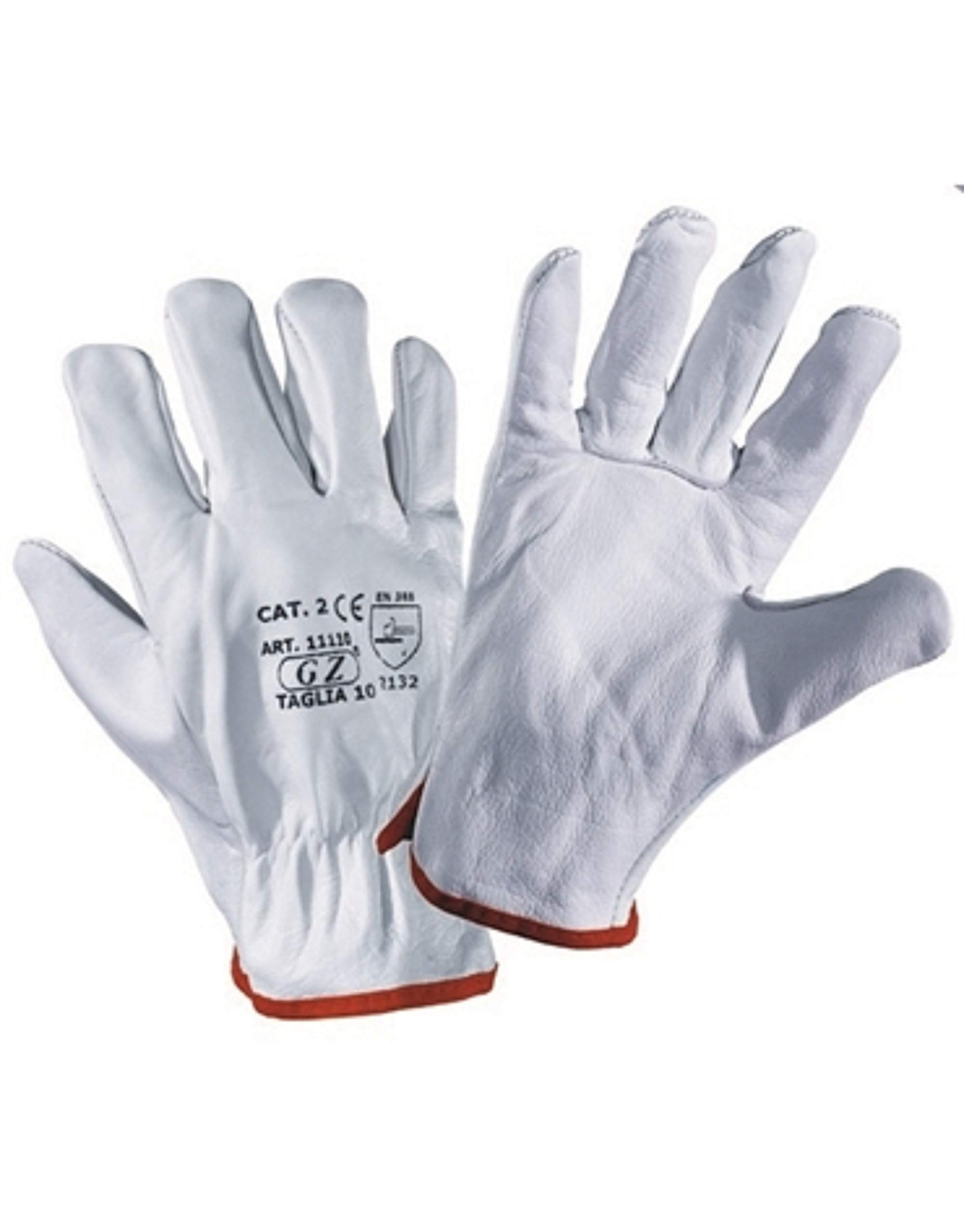 Guanto in pelle fiore di bovino, con dorso in pelle crosta, bordo