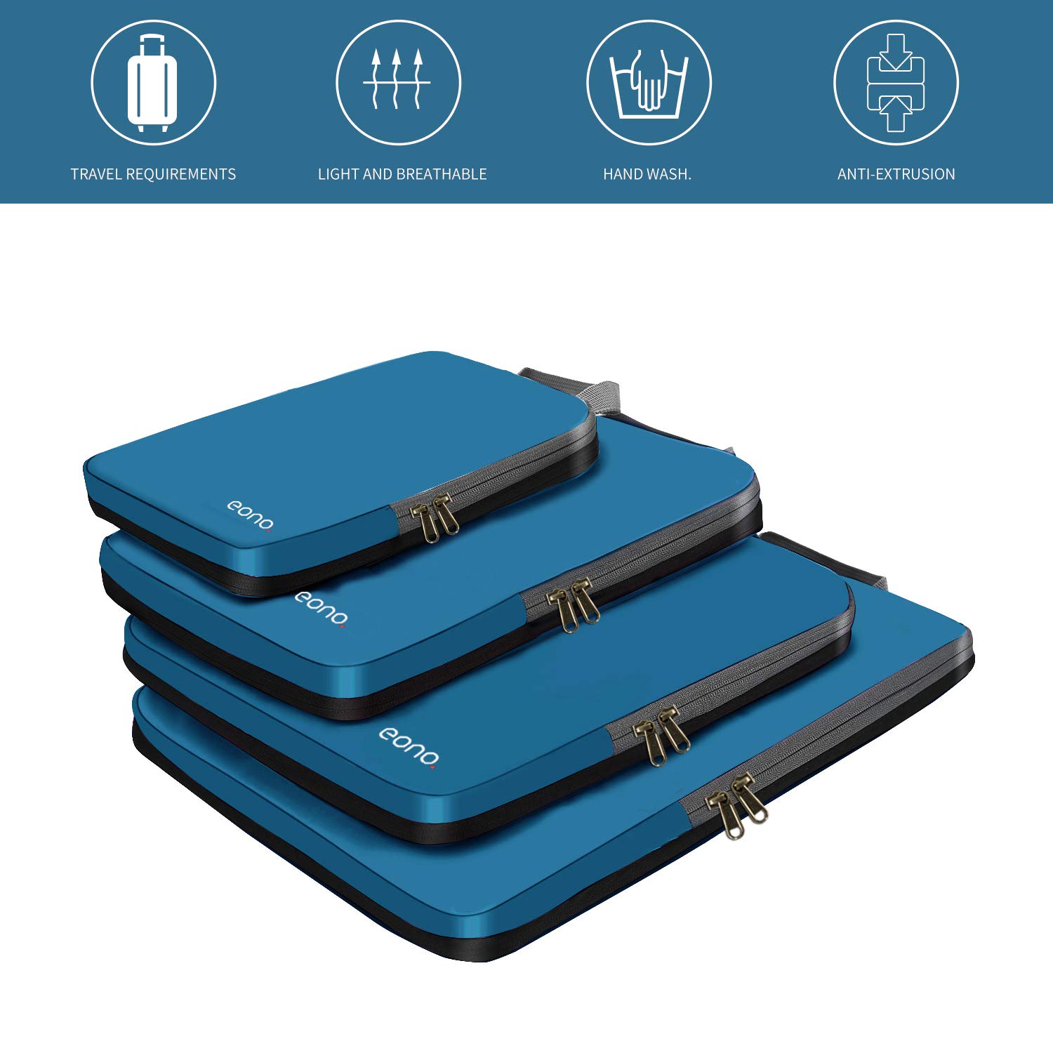 Amazon Brand Eono Compression Packing Cubes, Luggage Organiser Set