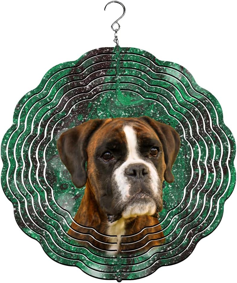 Traci's Fun Creations Wind Spinner, Boxer Dog Theme, Aluminum, Double-Sided, 10 Inch, Yard or Garden Décor