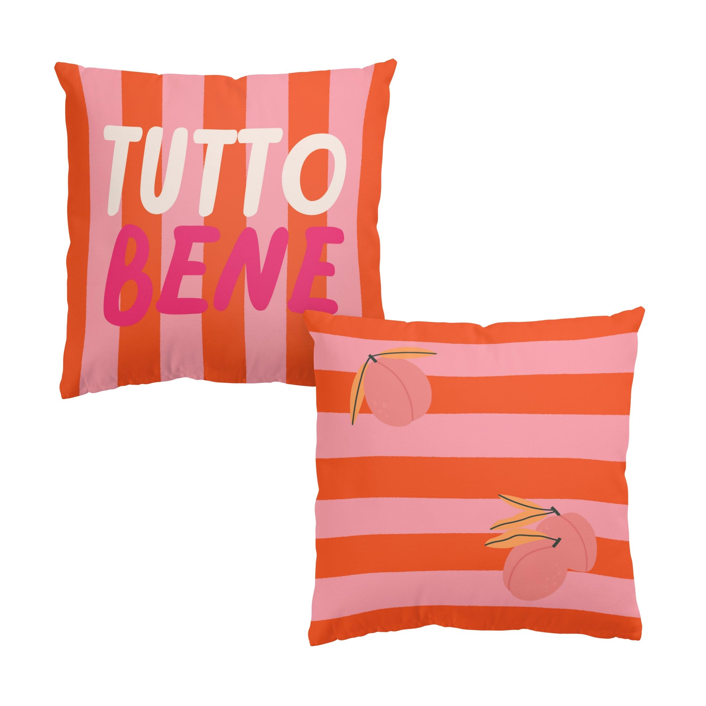Deko Kissenhülle 2er Set draußen/Outdoor waschbar Kulinarisch ohne Füllung Zierkissen - Made in Germany - Obst Bezug rosa Sofakissen Pop Art Outdoor Sofa Bett 1231