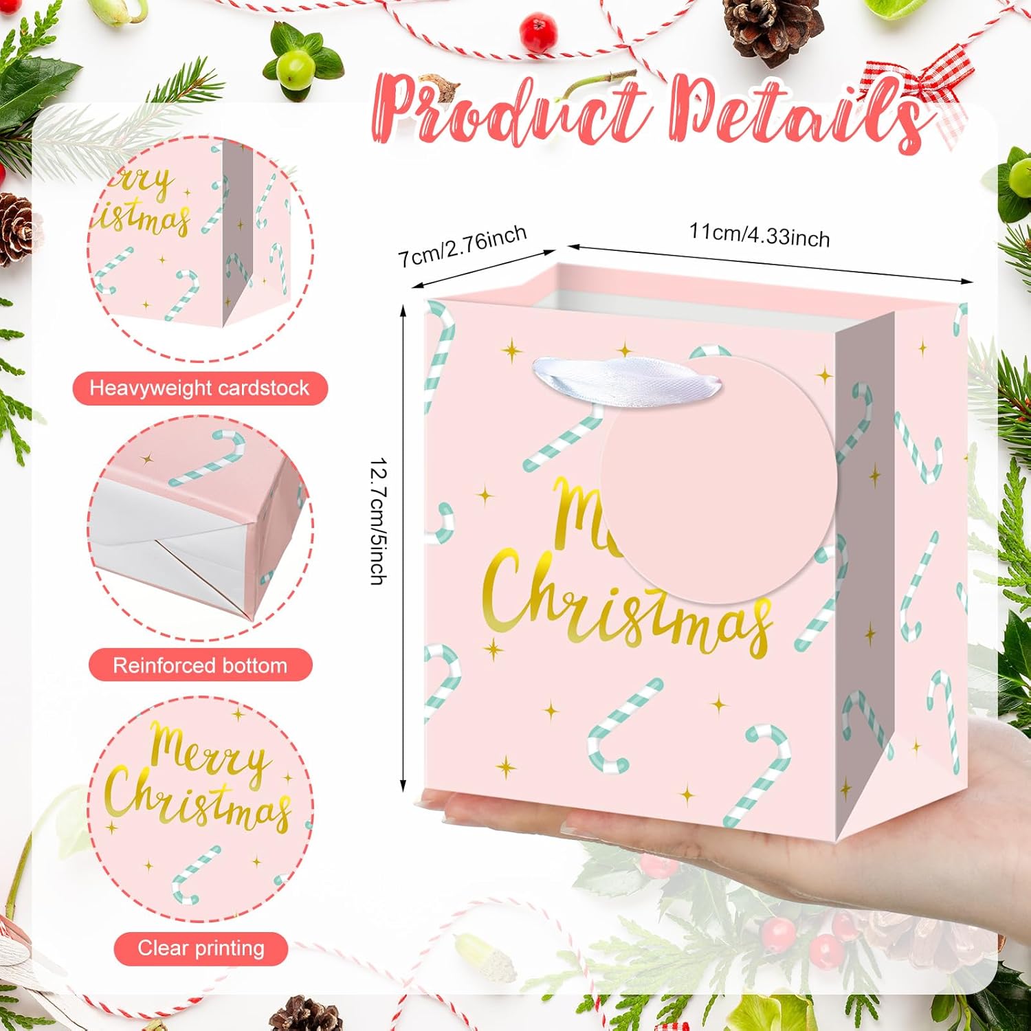AmazingSpark 24 Pcs Small Christmas Gift Bags with Tissue Paper and Handle Reusable Christmas Paper Gift Bags with Tags for Holiday Present Wrap Giving 4 Style, 5 x 4.33 x 2.76 Inch (Nutcracker,Vivid)