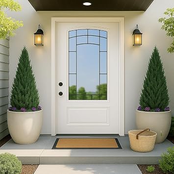Fiberglass Entry Door Right-Hand Inswing, 36x80 Front Doors for House Exterior with Brickmould | 3/4 View Frosted Glass, 4-9/16 in Vinyl Frame, Knock-Down Exterior Door | Fits RO 38-1/4 x 82-1/8 in