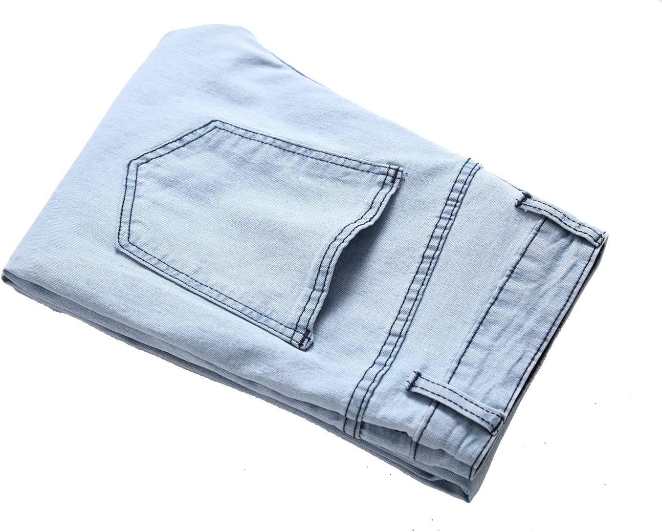 FREDD MARSHALL Men's Light Blue Ripped Destroyed Distressed Slim Fit Stretch Fashion Denim Jeans 7602