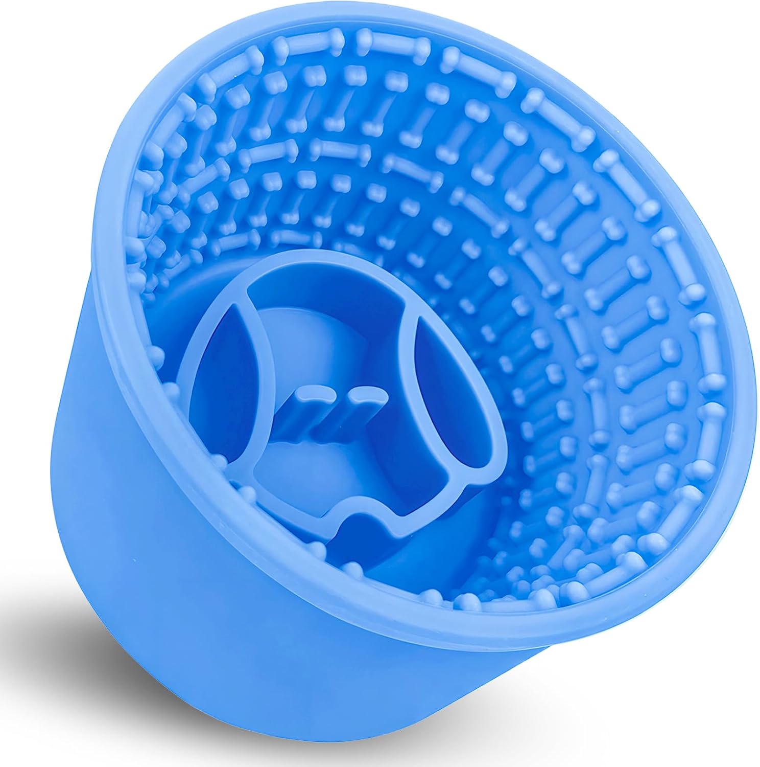 Silicone Slow Feeder Dog Bowls, Non-Slip Dog Slow Feeder Lick Bowl for Medium Large Breed, Dog Enrichment Toys for Distraction, Anxiety Relief & Enrichment (Blue, 4.2 Cup)