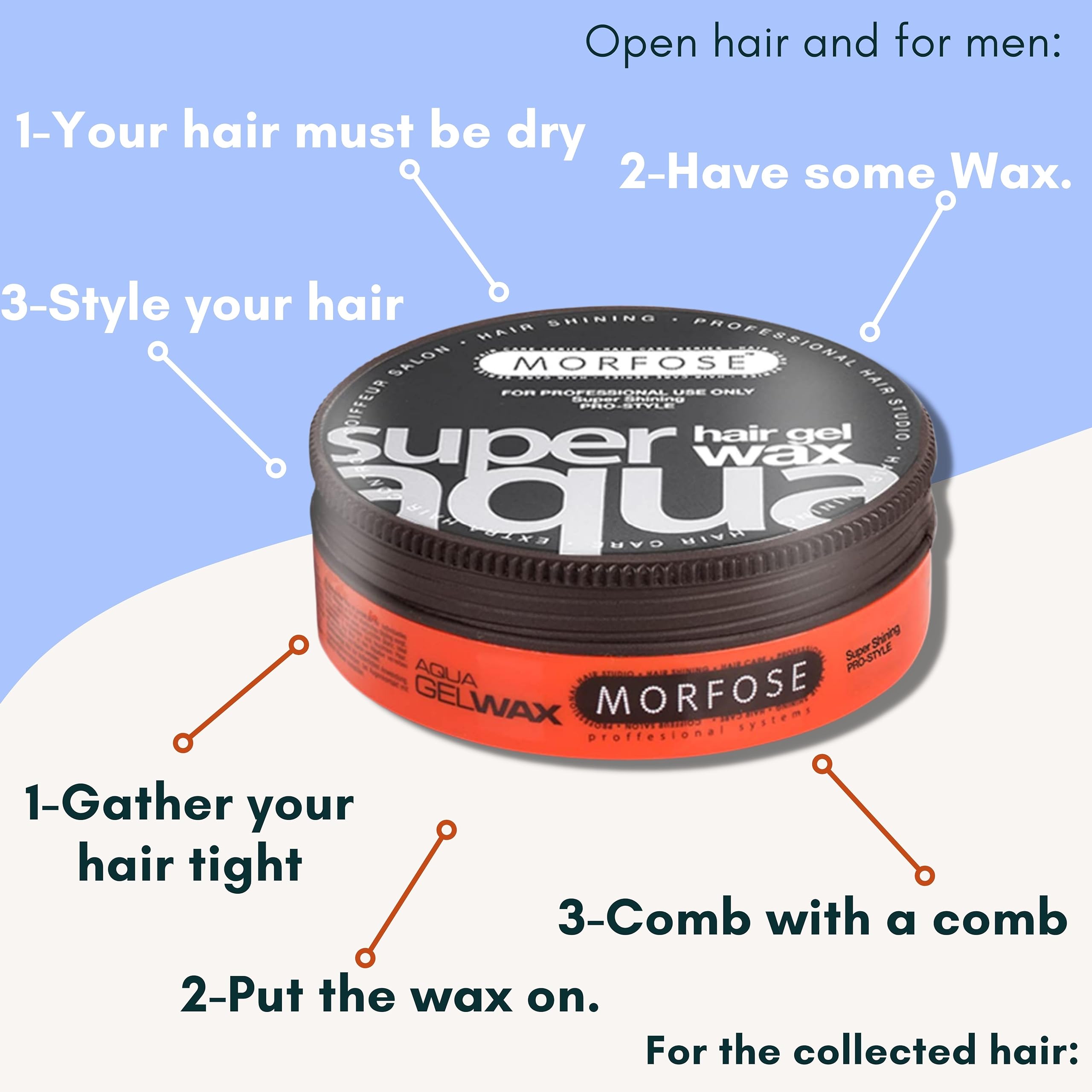 Morfose Hair Gel Wax (175 ml (6er Pack), Super Aqua)