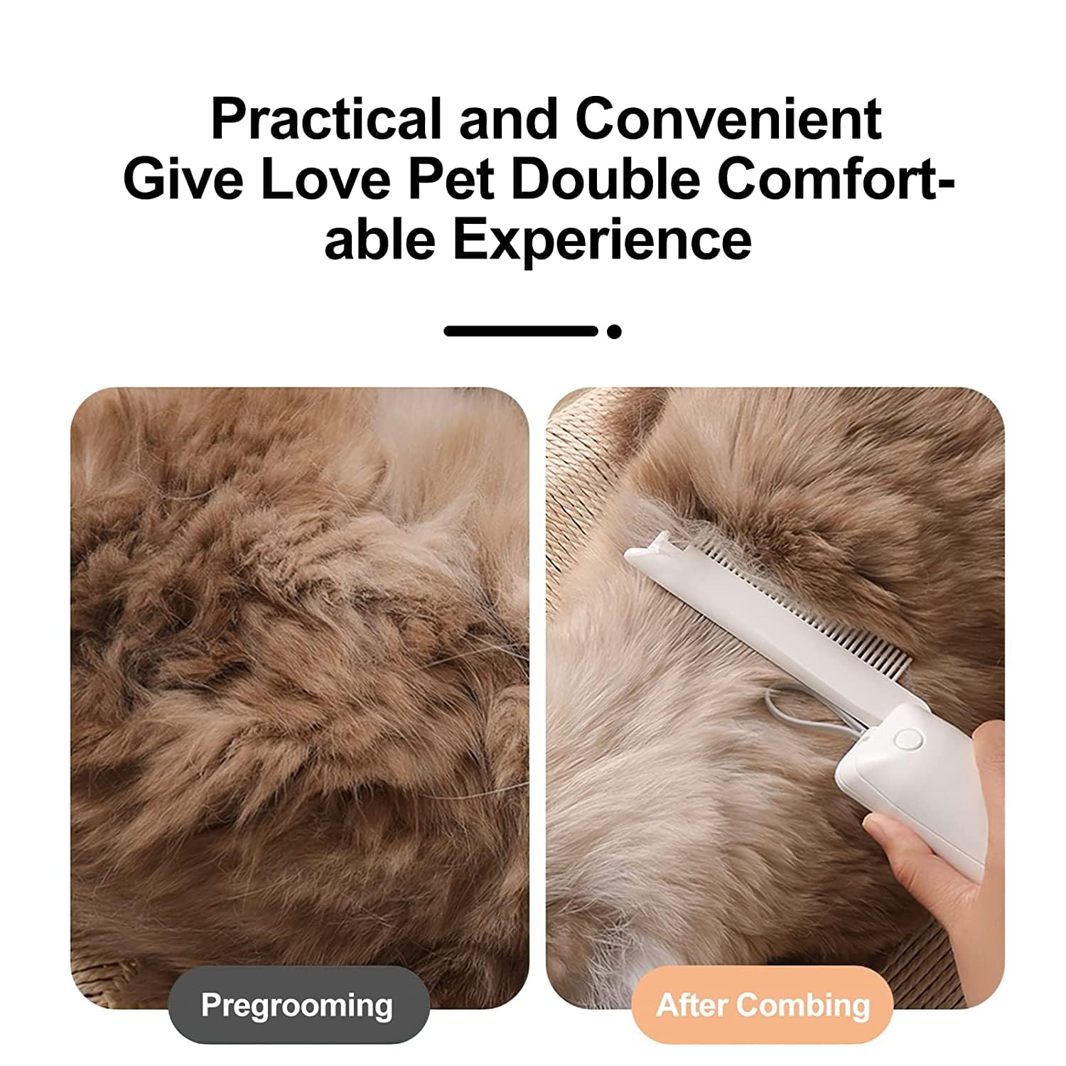 3 in 1 Pet Hair Remover Brush,Reusable Cat And Dog Hair Remover Brush,Gentle Bristles for Grooming Dogs And Cats,White