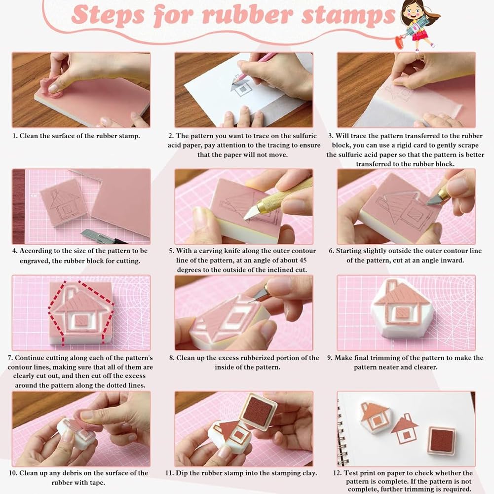 Kit de Impresión en Bloque de Linóleo con de de 47 Piezas, Conjunto Completo de Fabricación de Sellos para Principiantes, Artistas, Manualidades DIY.