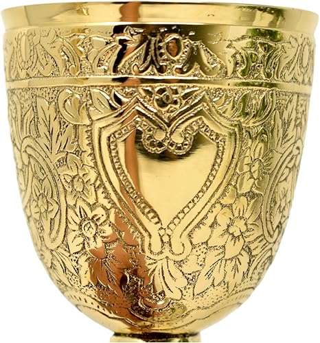 Miniatura 4 de Cáliz Cáliz Vintage Latón Chapado en Oro Cáliz Romano Copa del Rey Arturo Bebiendo Vino Copas de Latón Vintage Cáliz Copas de vino del Rey Arturo