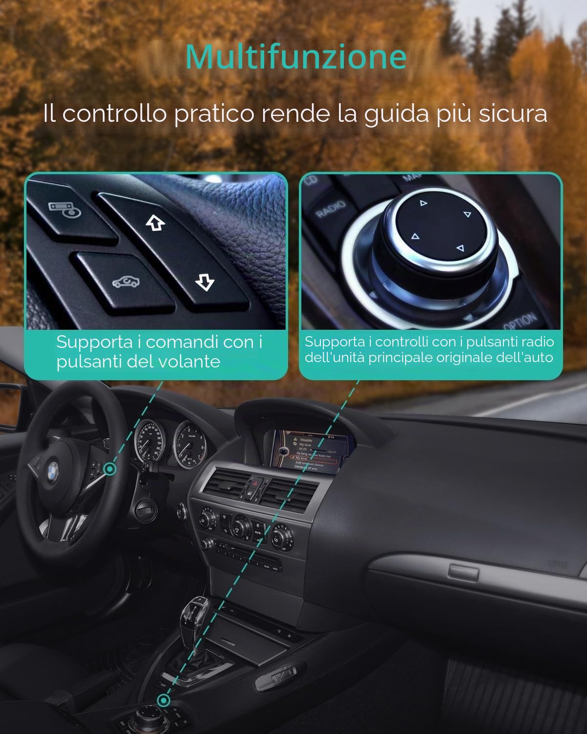 Adattatore Bluetooth con cavo Y per BMW USB & AUX ricevitore Bluetooth compatibile con sistema CIC/CCC – Alta qualità aptX-HD Sound