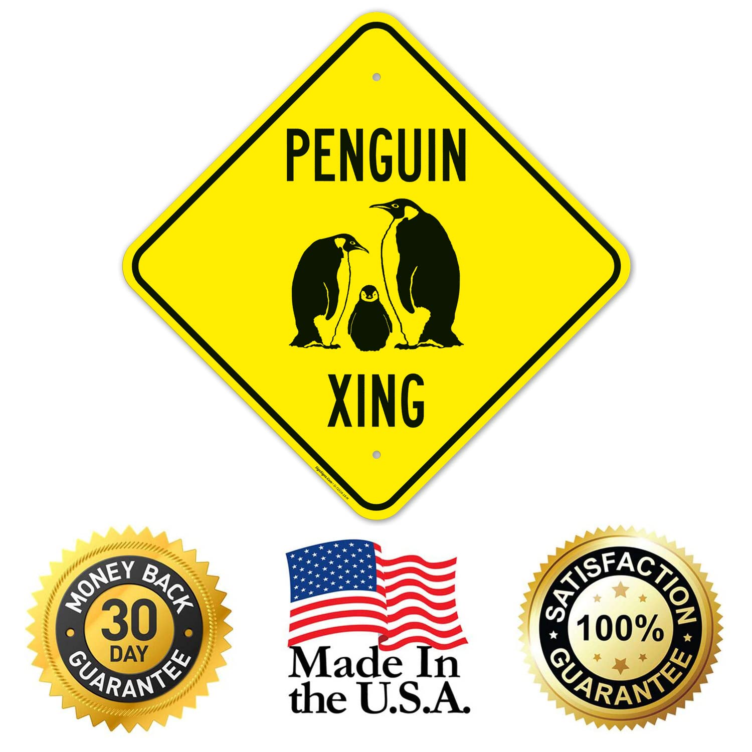 Penguin Crossing Sign, 18x18 Inches, Rust Free .063 Aluminum, Fade Resistant, Made in USA