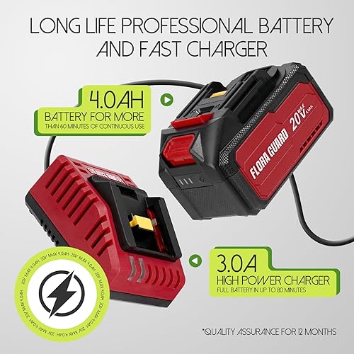 Miniatura 6 de Flora GURAD - Cortadora eléctrica para cortacésped y recortadora de césped, batería de larga duración, carga rápida, protección de goma, ideal para